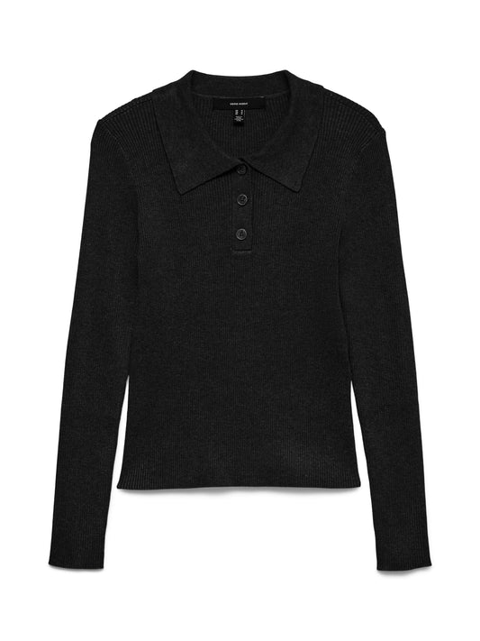 Vmsiljerib Ls Poloneck Pullover Noos (Black)