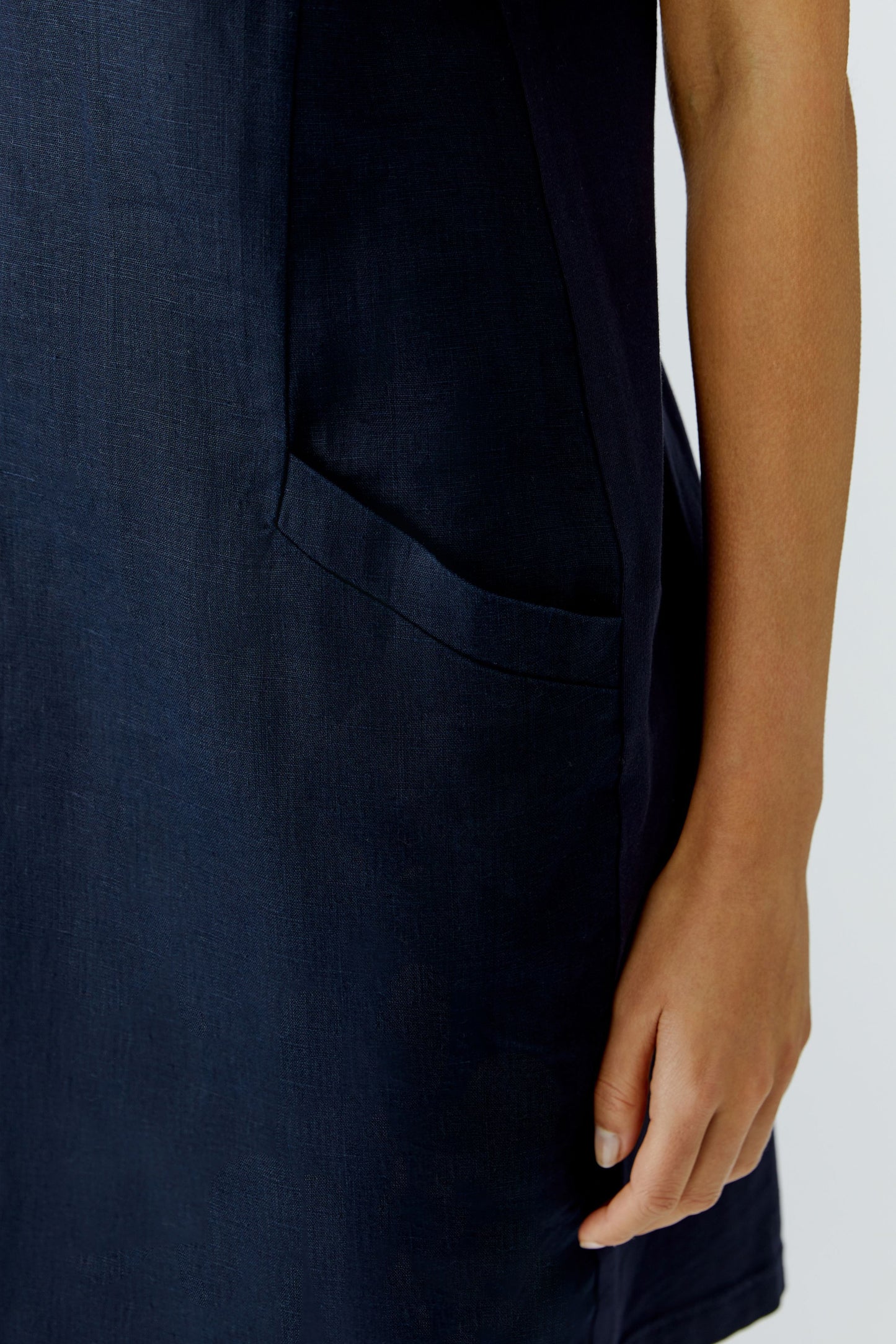Kleid Leinen-Baumwollpatch (Darkblue)