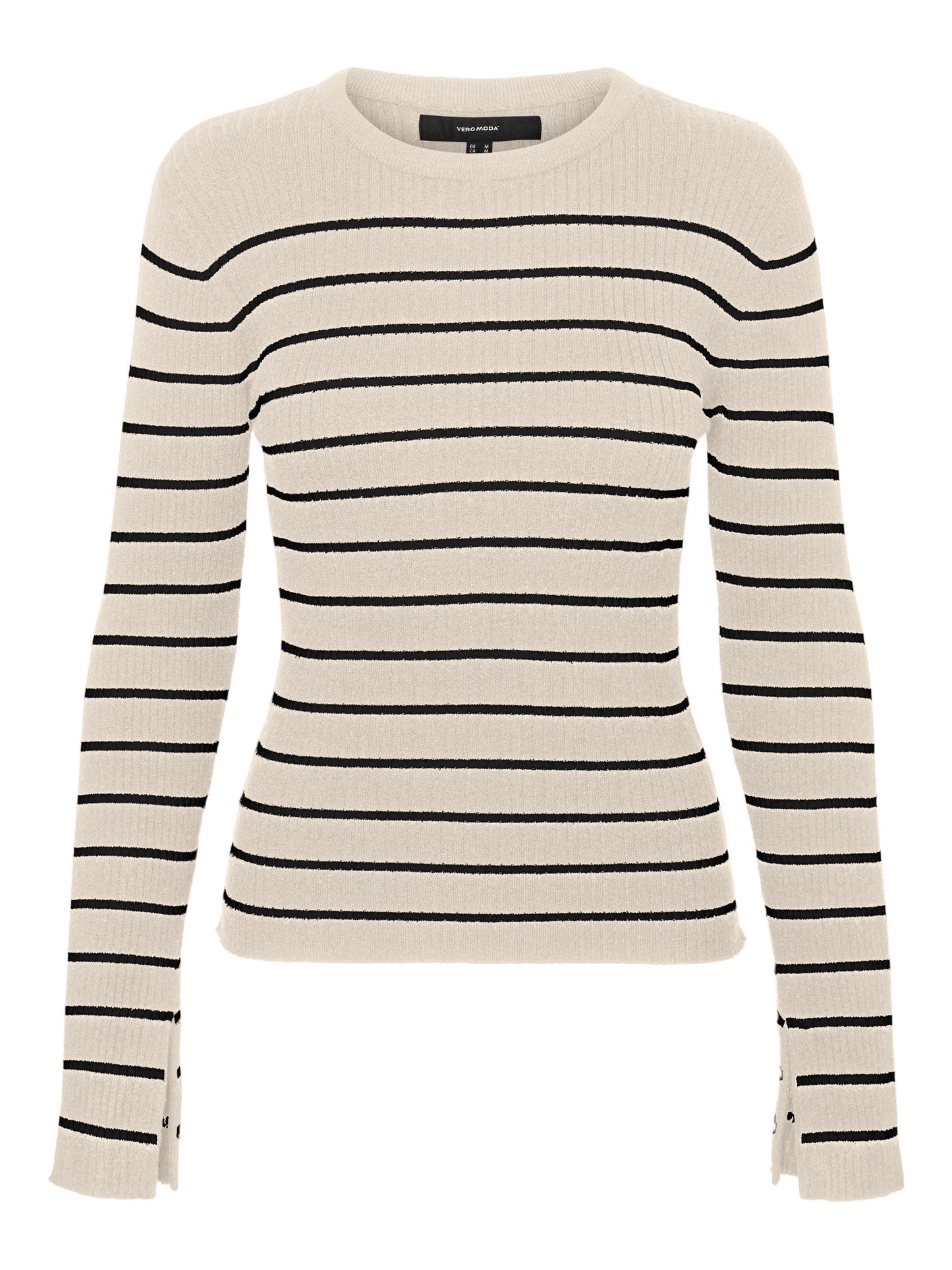 Vmgold Rib Ls O-neck Pullover (Birch/w. B)