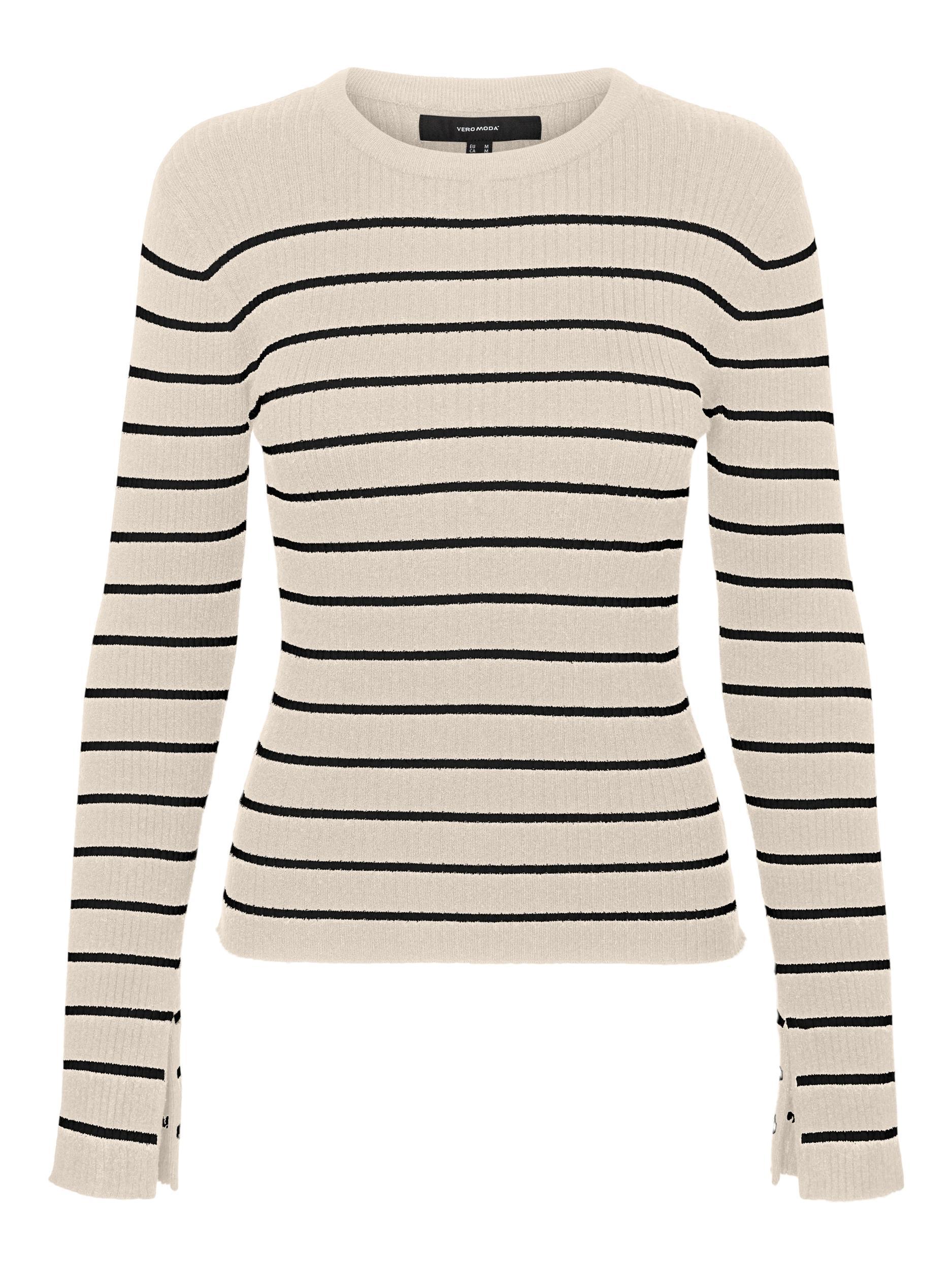 Vmgold Rib Ls O-neck Pullover (Birch/w. B)