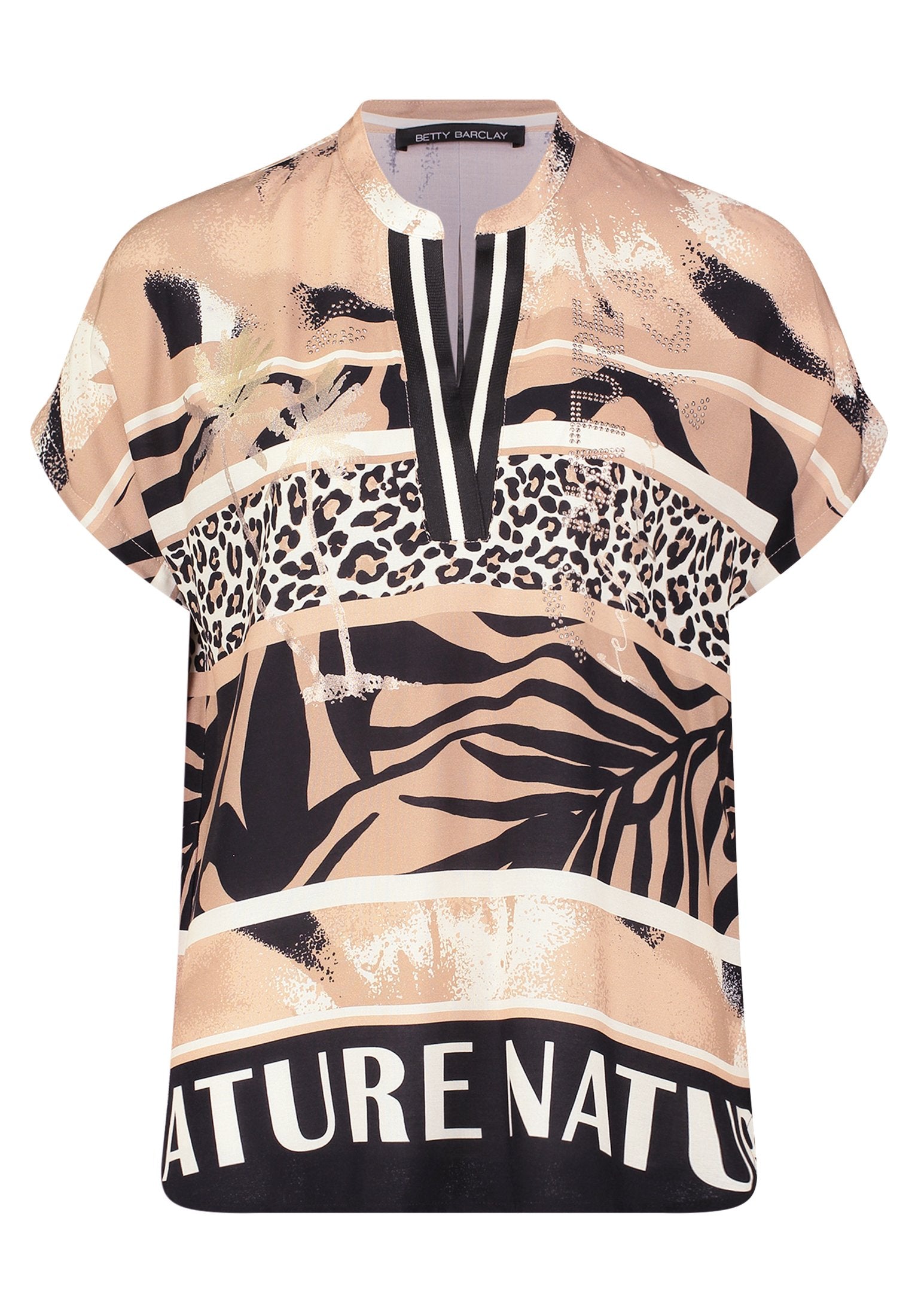 Longbluse (Beige/black)