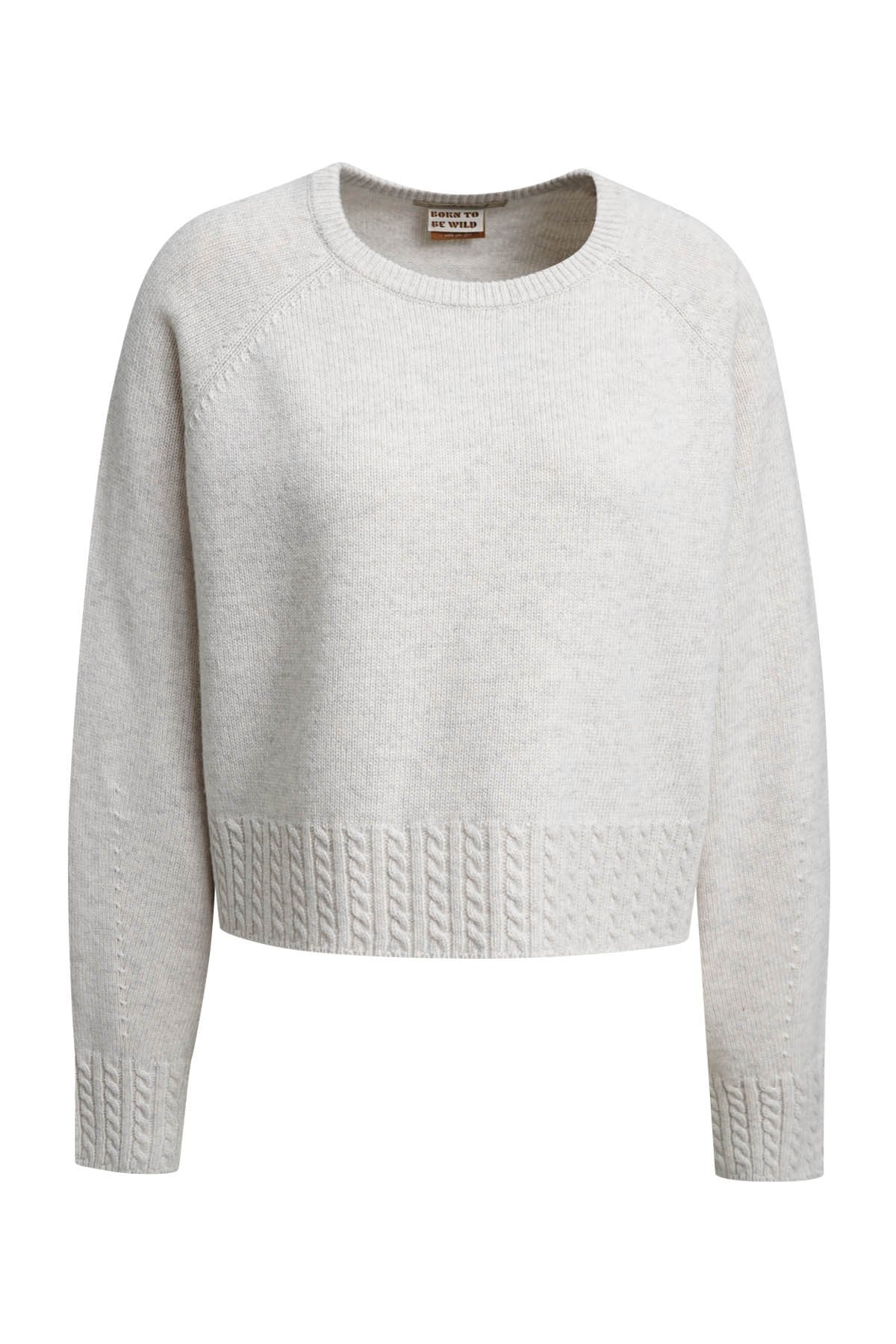 Round Neck Pullover Cable Hem (Oat Milk)