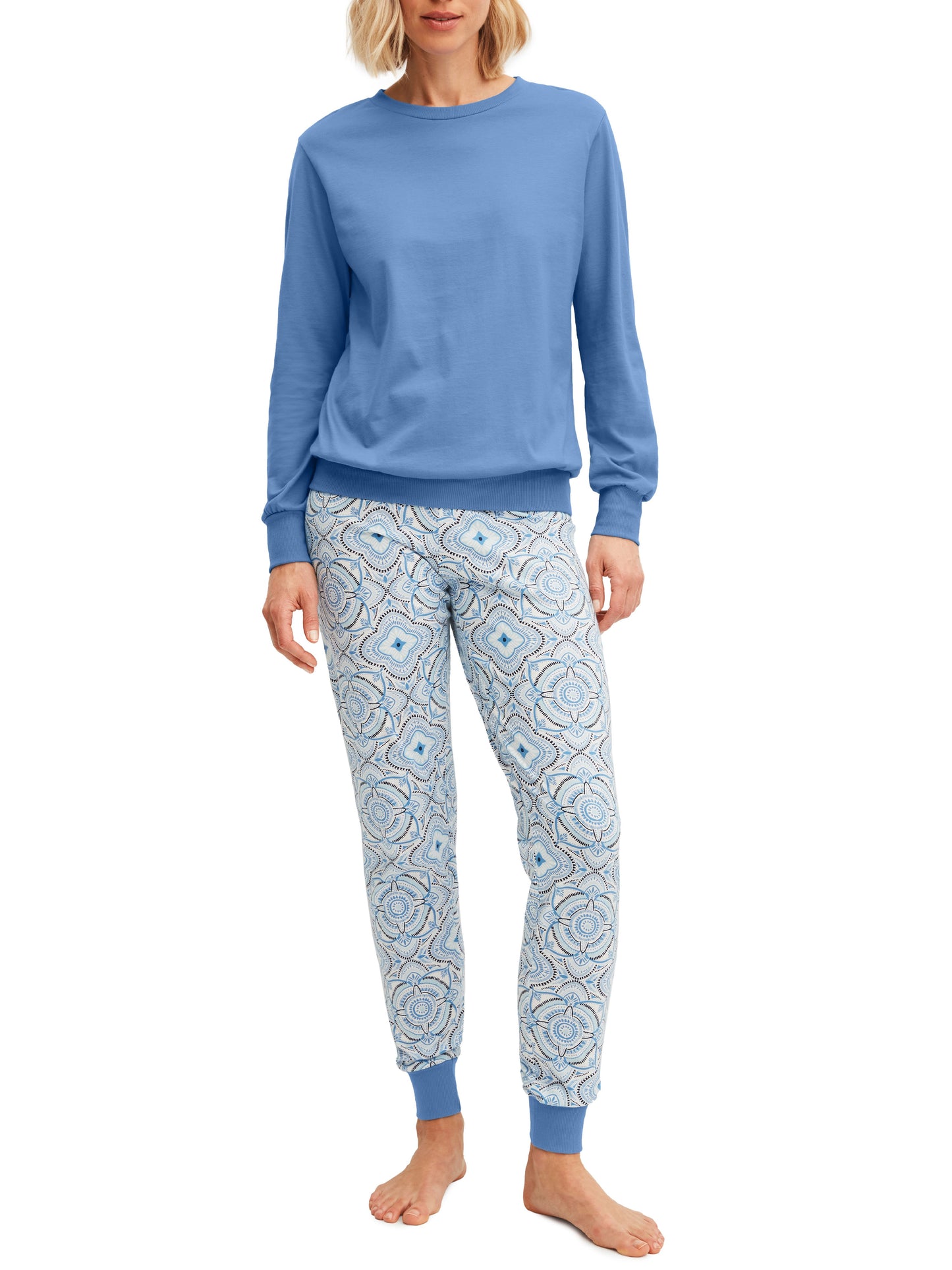 WOMEN Pyjamas with cuff (Riviera Blue)