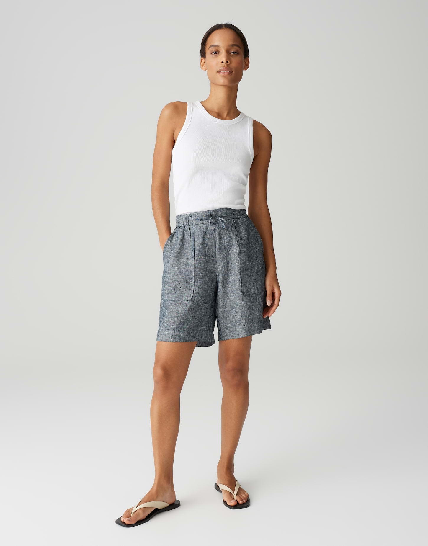Melane shorts linen (Coal Blue)