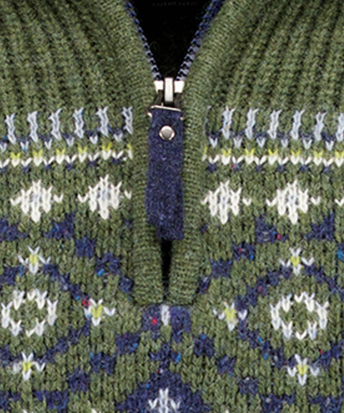 Strickpullover mit Troyer-Kragen, Jacquard (Oliv)