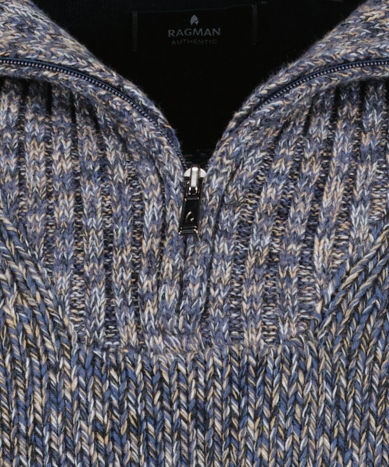 Tweed-Pullover mit Troyer (Blau)