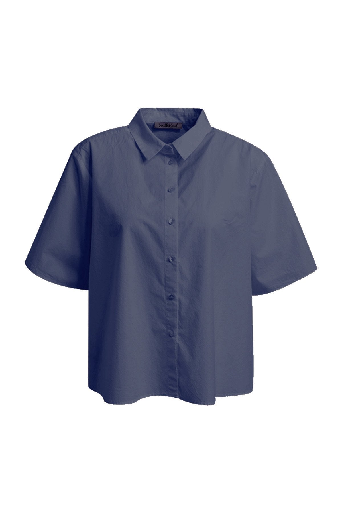 Boxy Shirt Collar Blouse (Marine)
