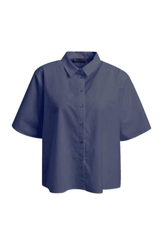 Boxy Shirt Collar Blouse (Marine)