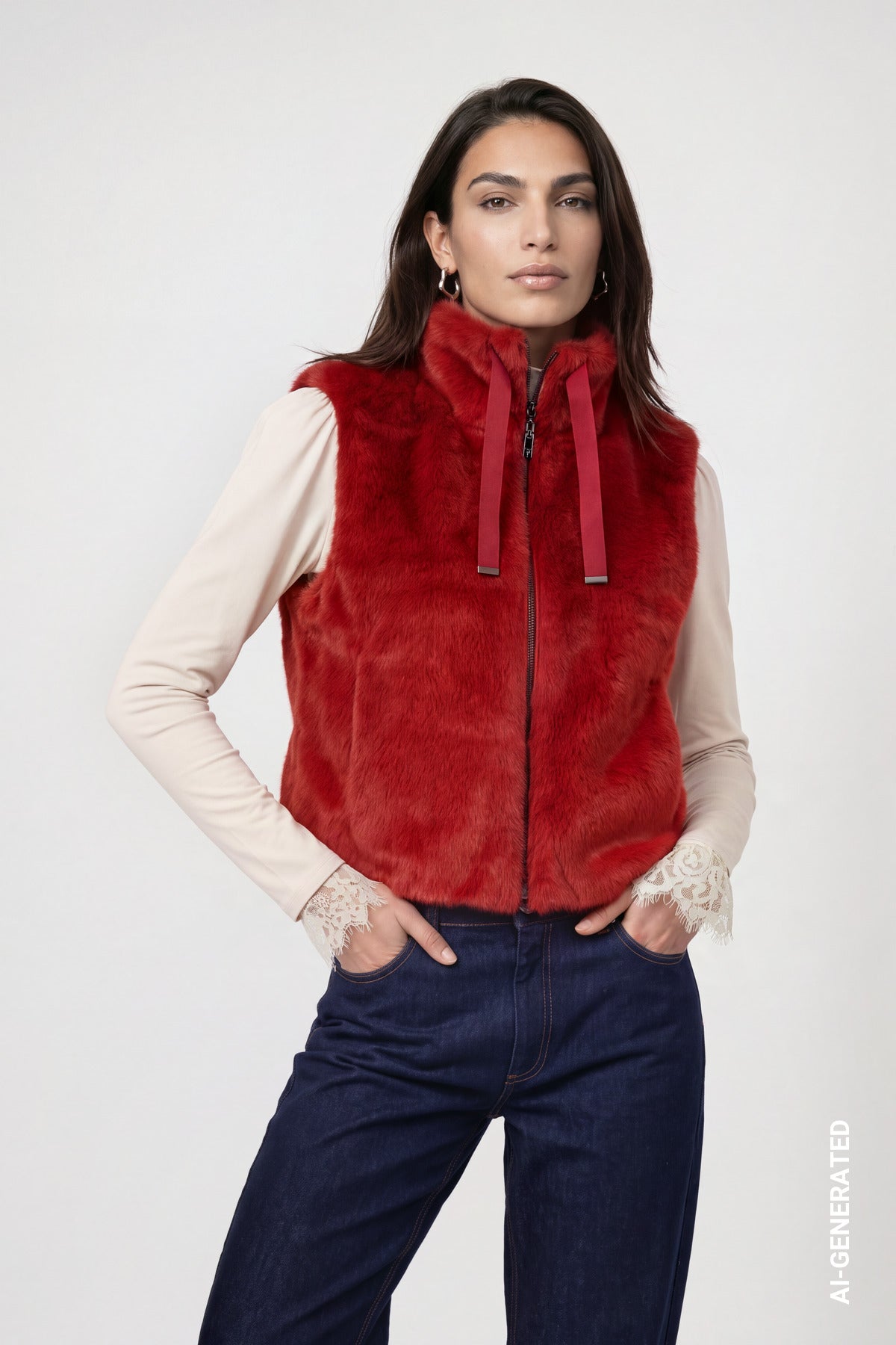 Weste aus Kunstpelz (Autumn Red)