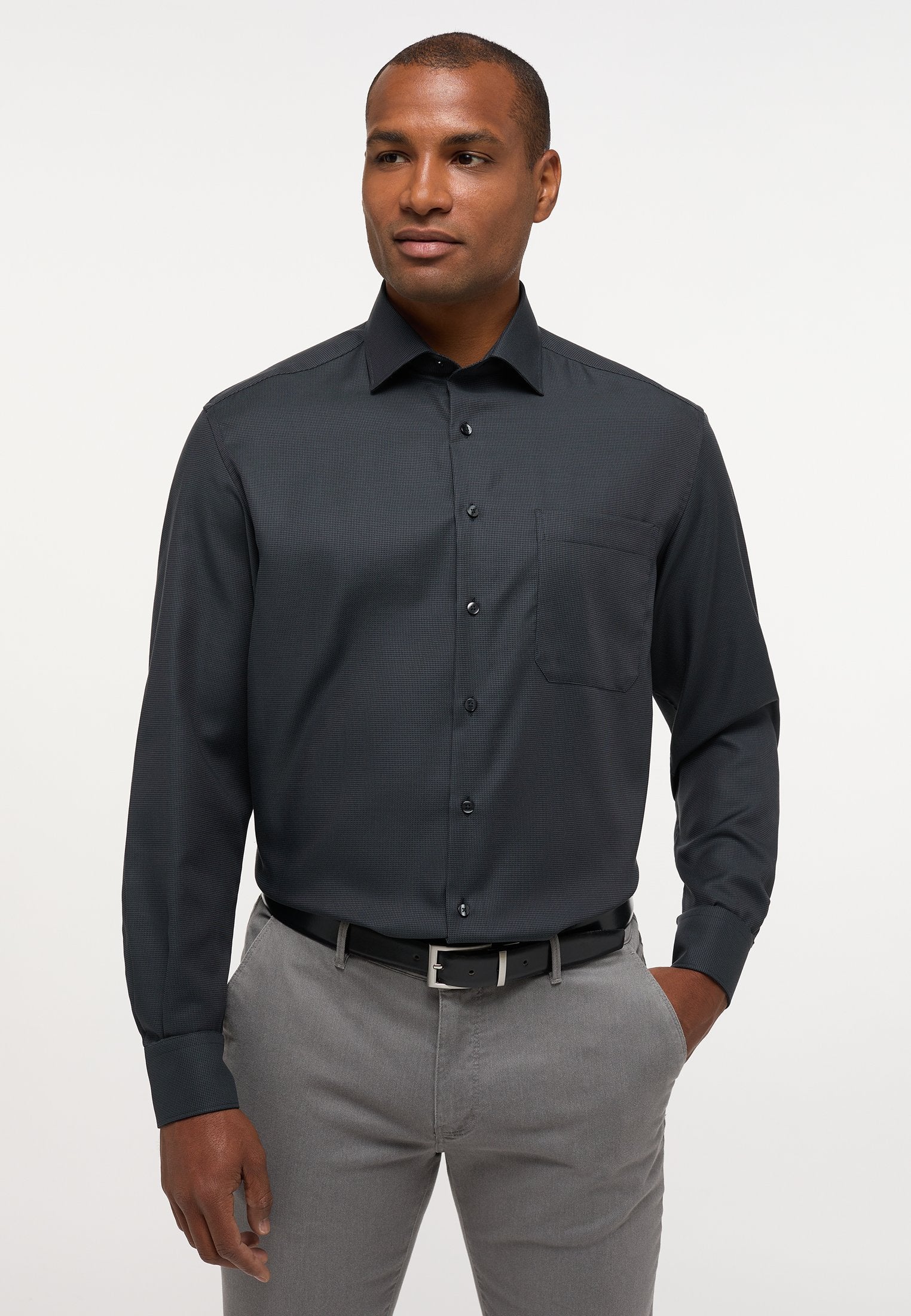 Hemd Twill Langarm (Anthrazit)