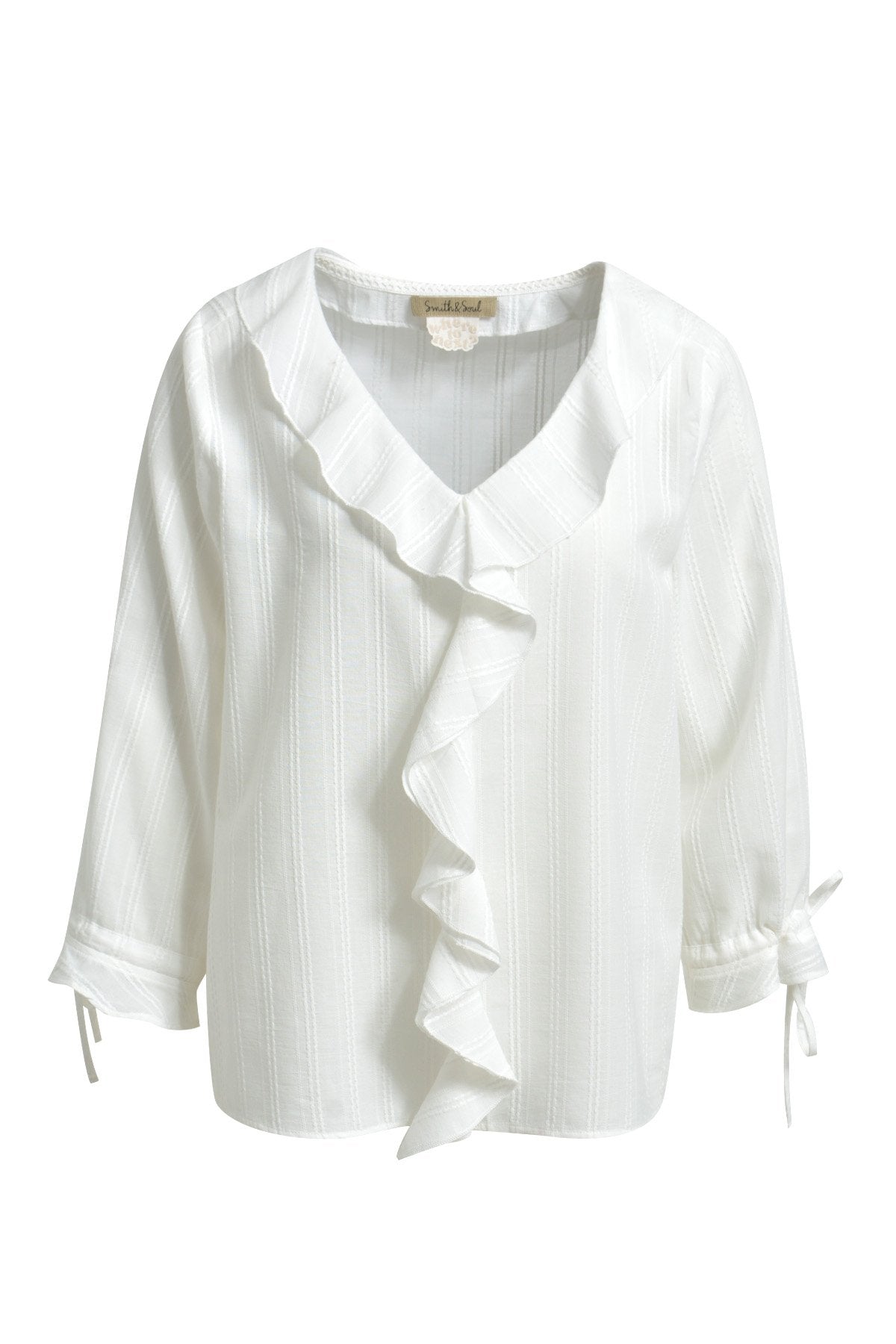 Structured Volant Neck Blouse (Offwhite)