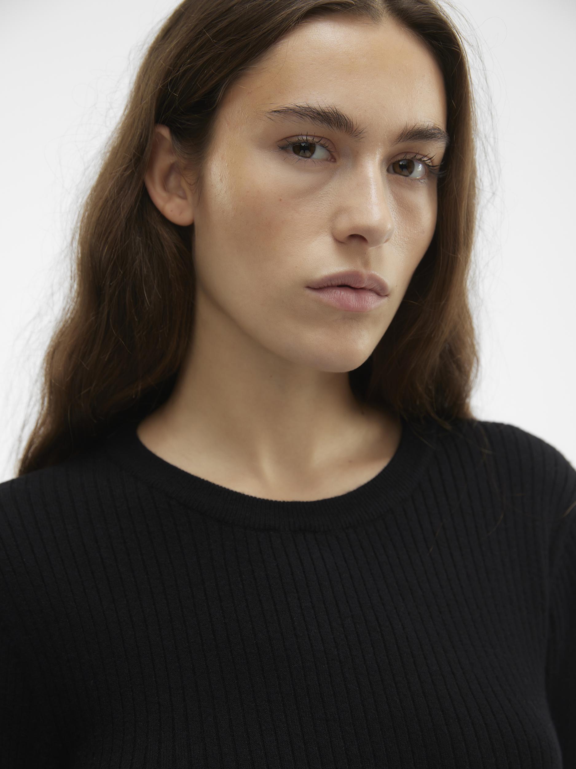Vmgold Rib Ls O-neck Pullover (Birch/w. B)