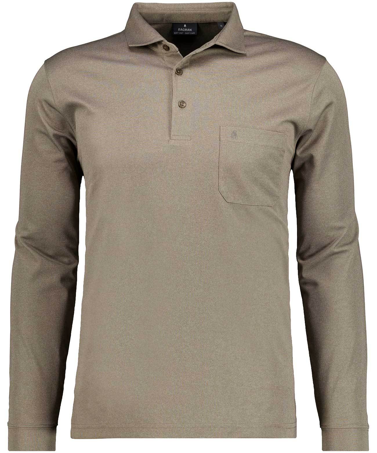 Softknit-Poloshirt uni, Langarm (Schlamm)