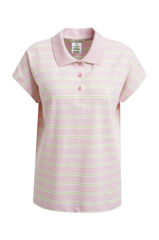Oversize Polo Pique T-shirt Multistriped (Powder Ros©)
