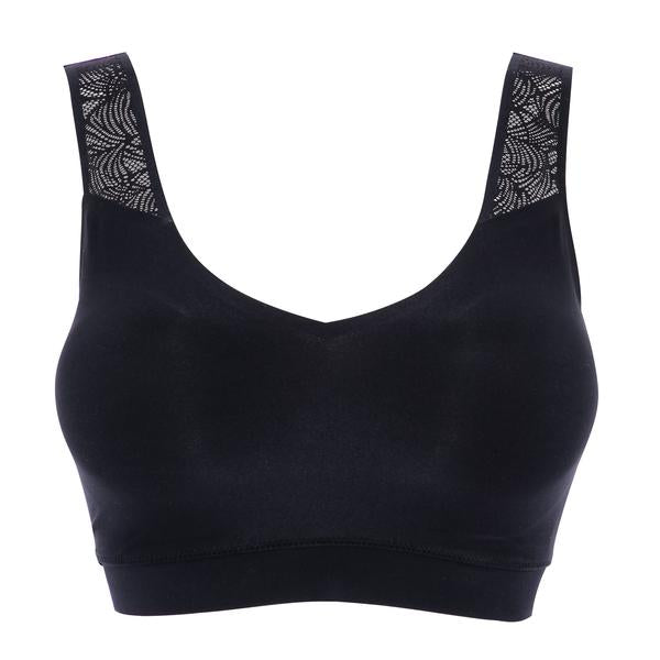 SOFTSTRETCH Bustier mit Soft Cups, V-Ausschnitt und Spitze (Schwarz)