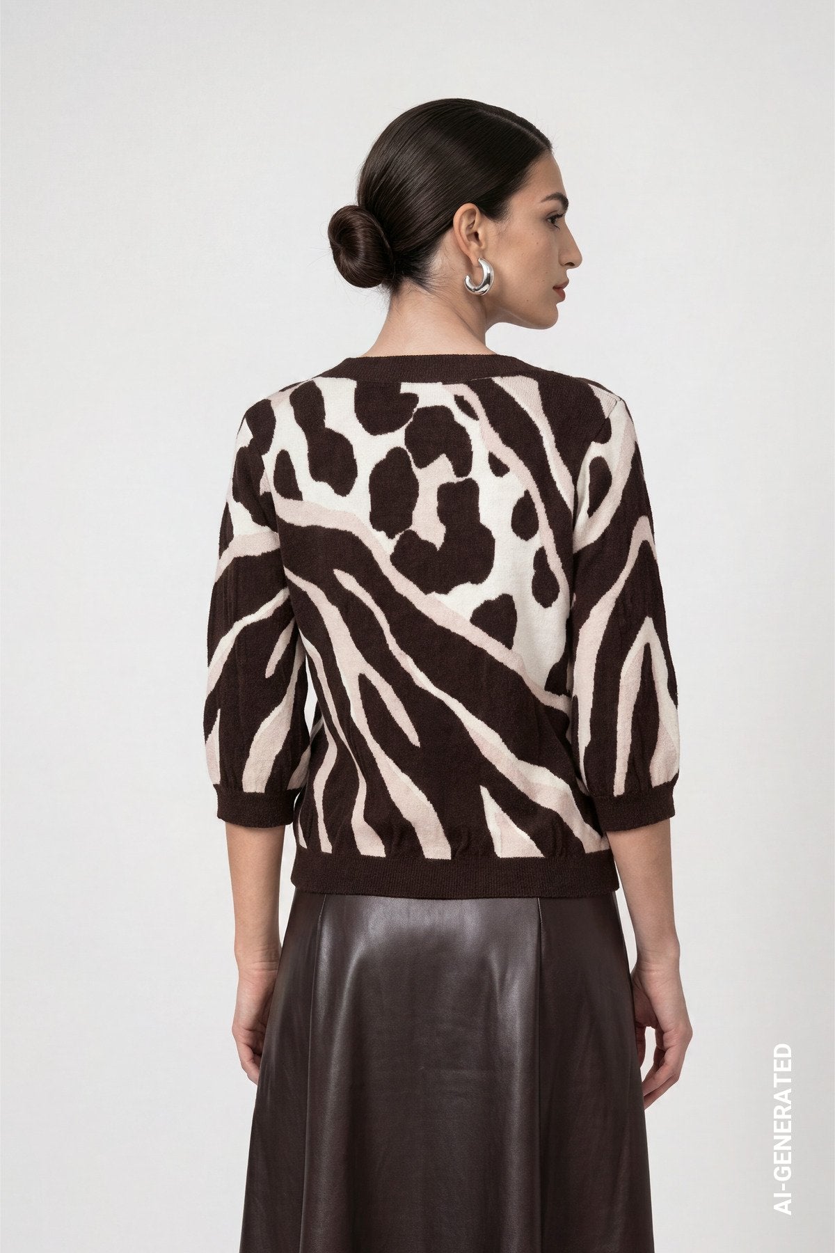 Strickpullover mit Leo-Tiger-Mustermischung (Black Coffee Gem)