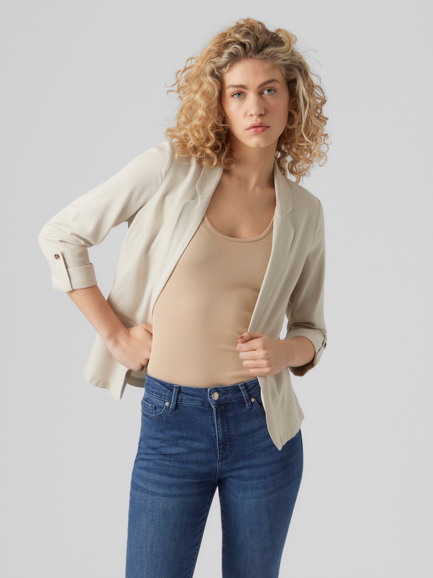Vmjesmilo 3/4 Loose Blazer Wvn Noos (Silver Lining)
