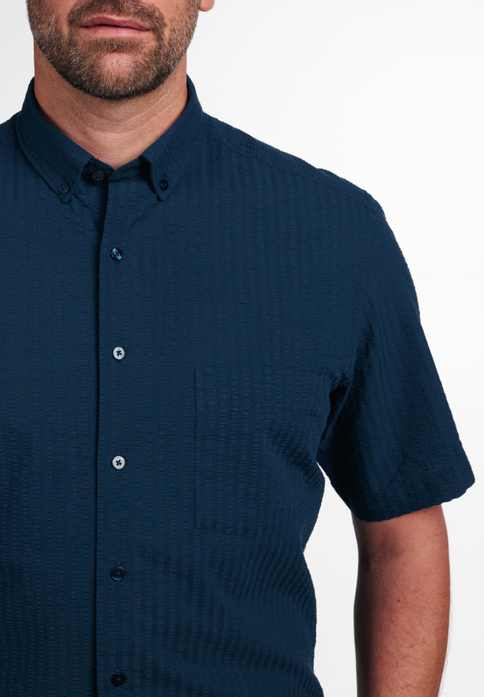 ETERNA Seersucker Hemd MODERN FIT (Marine)