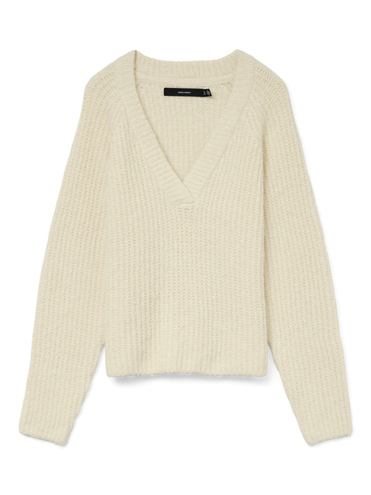 Vmnovah Rib Ls V-neck Pullover (Birch)