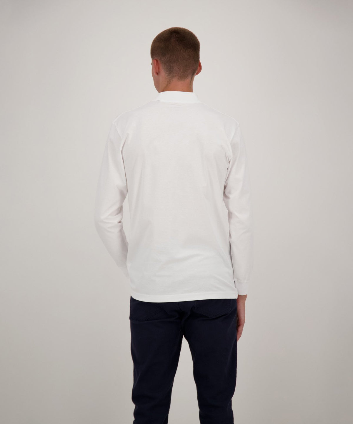 Stehkragenshirt langarm (Weiss)