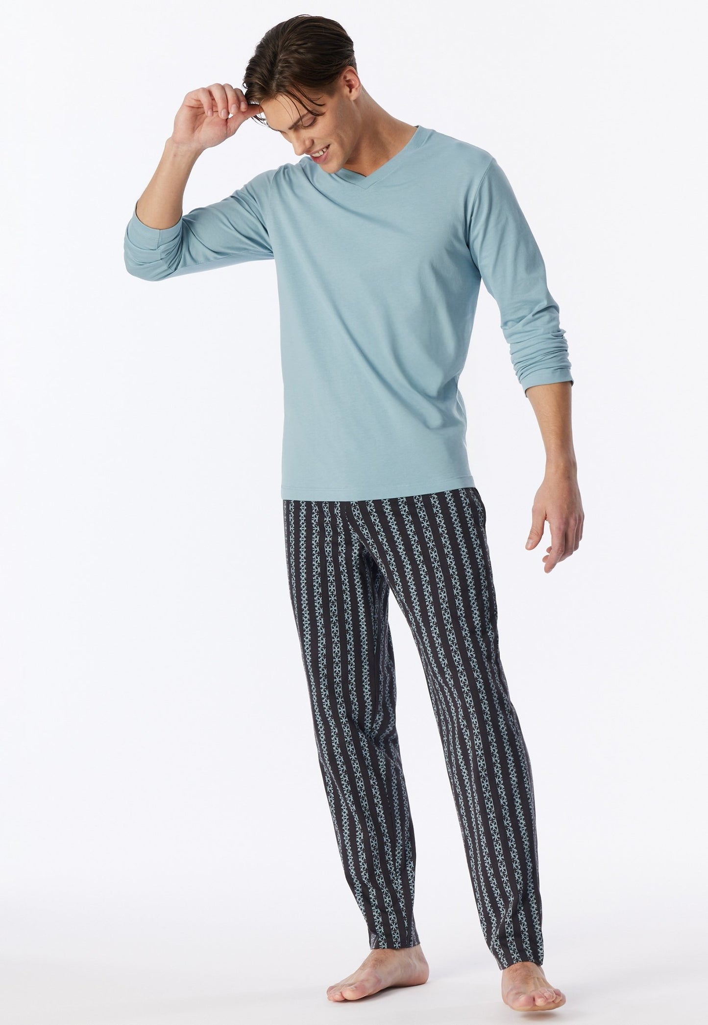 Langarmshirt V-Ausschnitt (Eisblau)