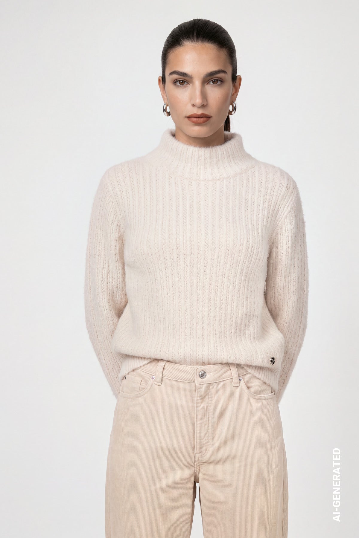 Strickpullover mit Struktur (Crème Brulée)