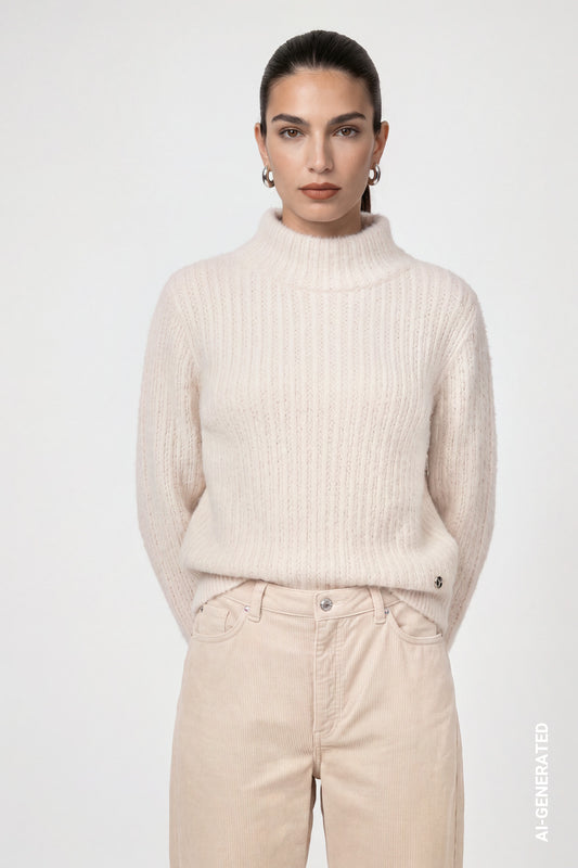 Strickpullover mit Struktur (Crème Brulée)