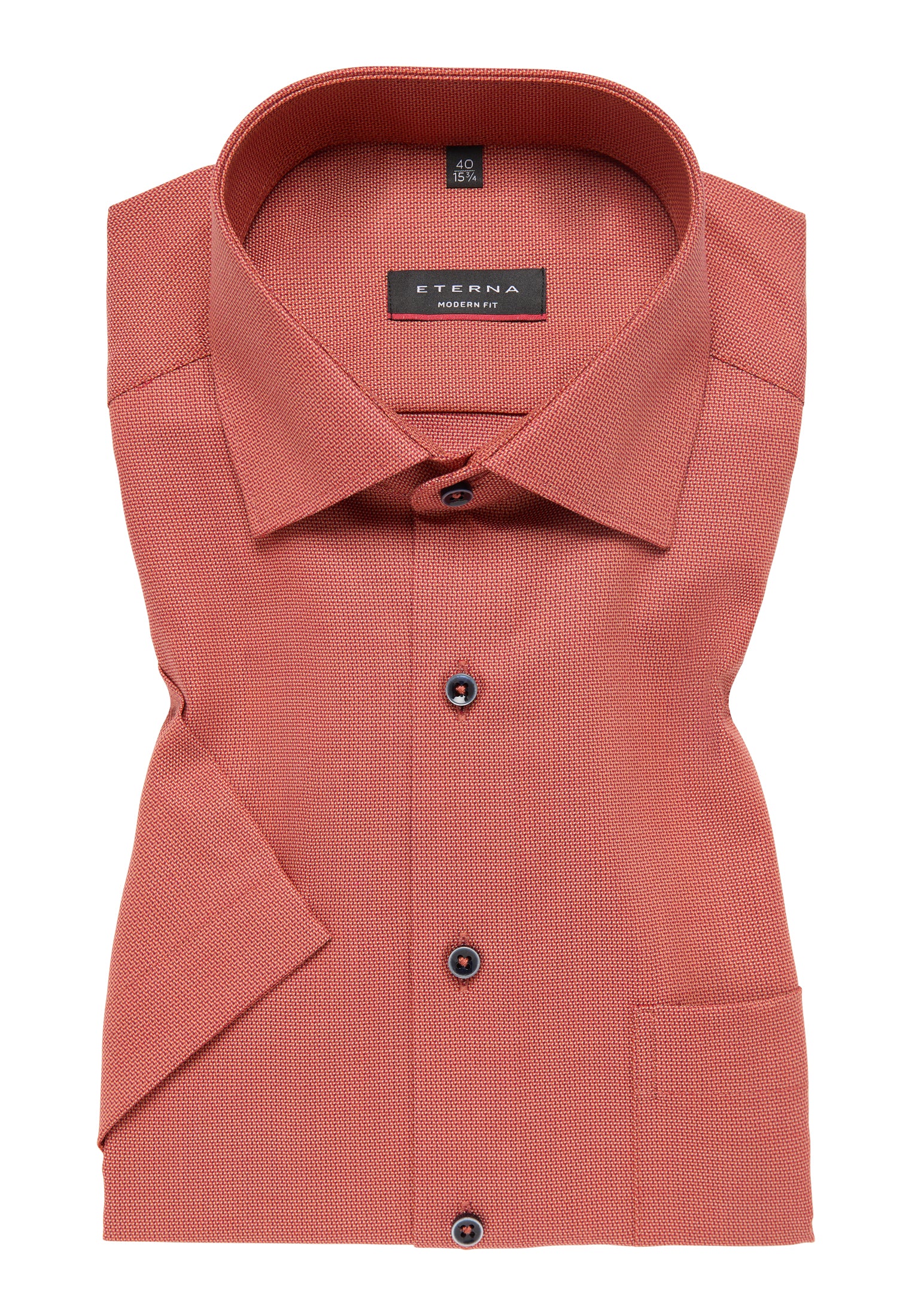 ETERNA strukturiertes Kurzarmhemd MODERN FIT (Chianti)