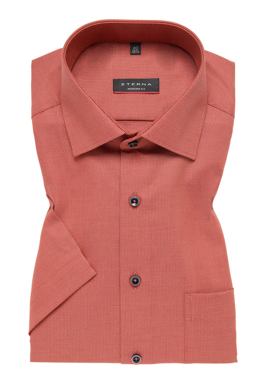 ETERNA strukturiertes Kurzarmhemd MODERN FIT (Chianti)