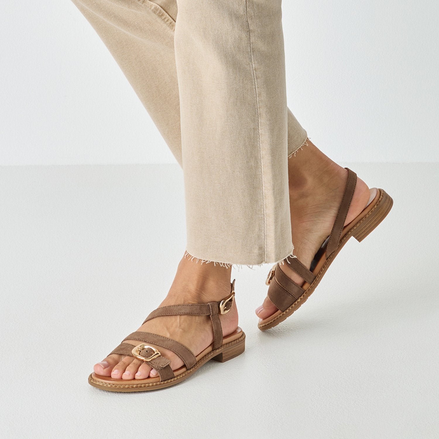 Sandalette (Taupe Suede)