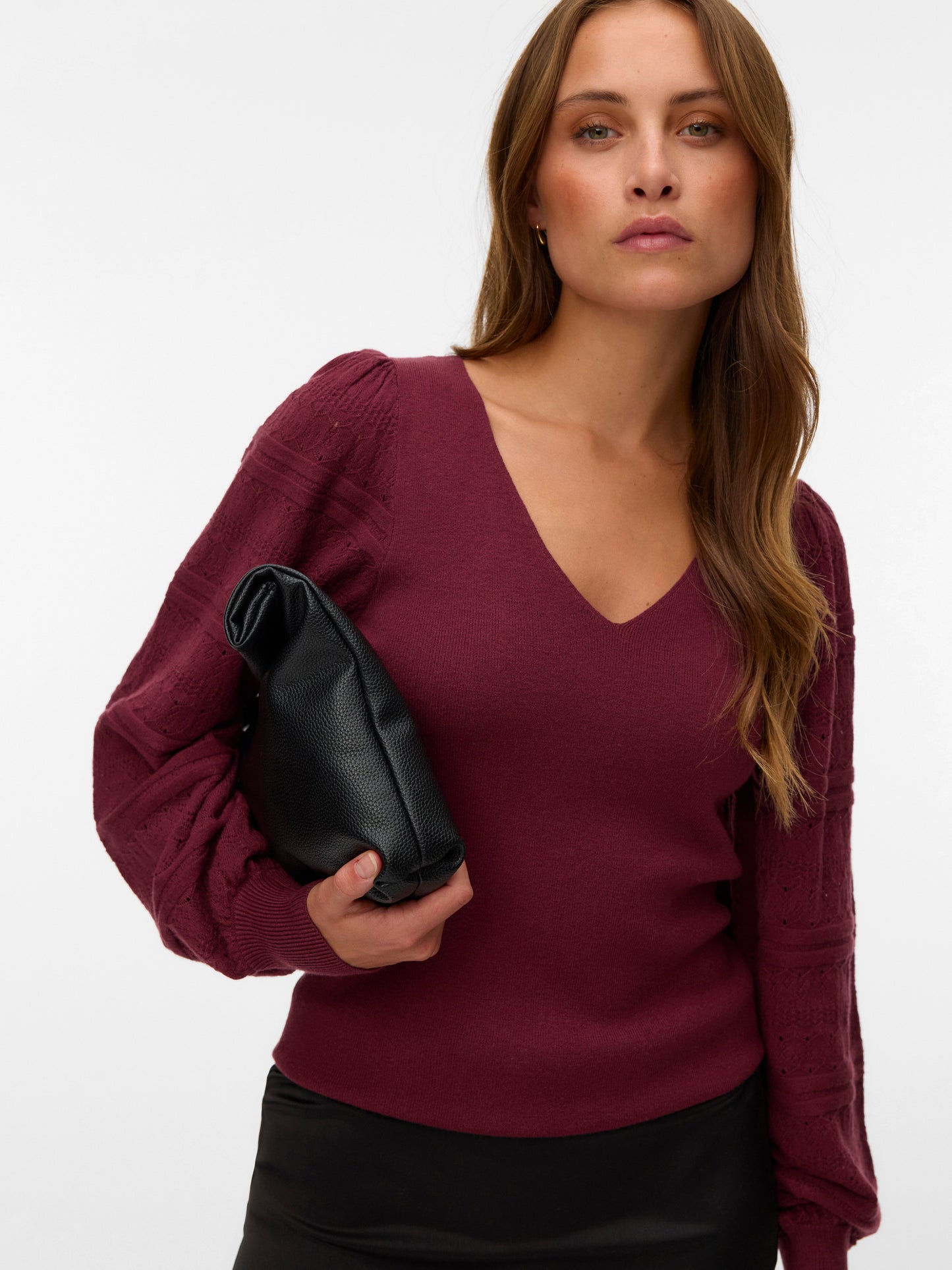 Vmnewlimone Ls V-neck Pullover Boo (Windsor Wine)