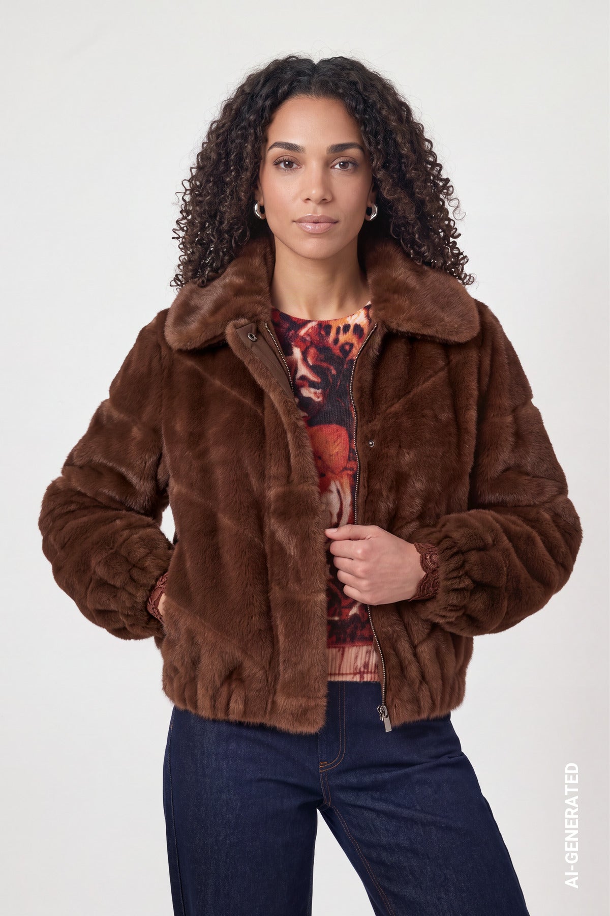 Kunstfelljacke (Chocolate Brown)