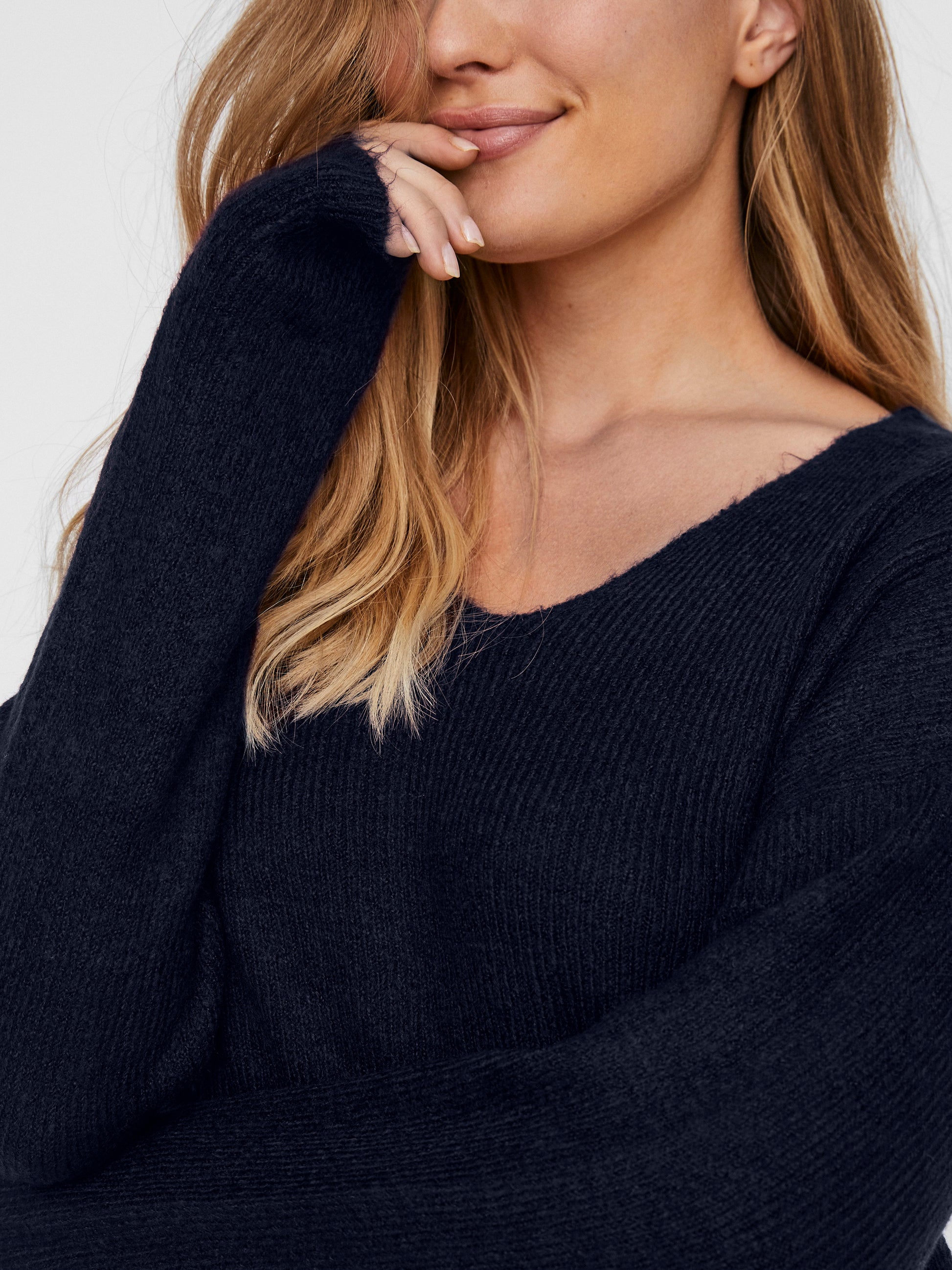 Vmcrewlefile Ls V-neck Blouse Noos (Navy Blaze)