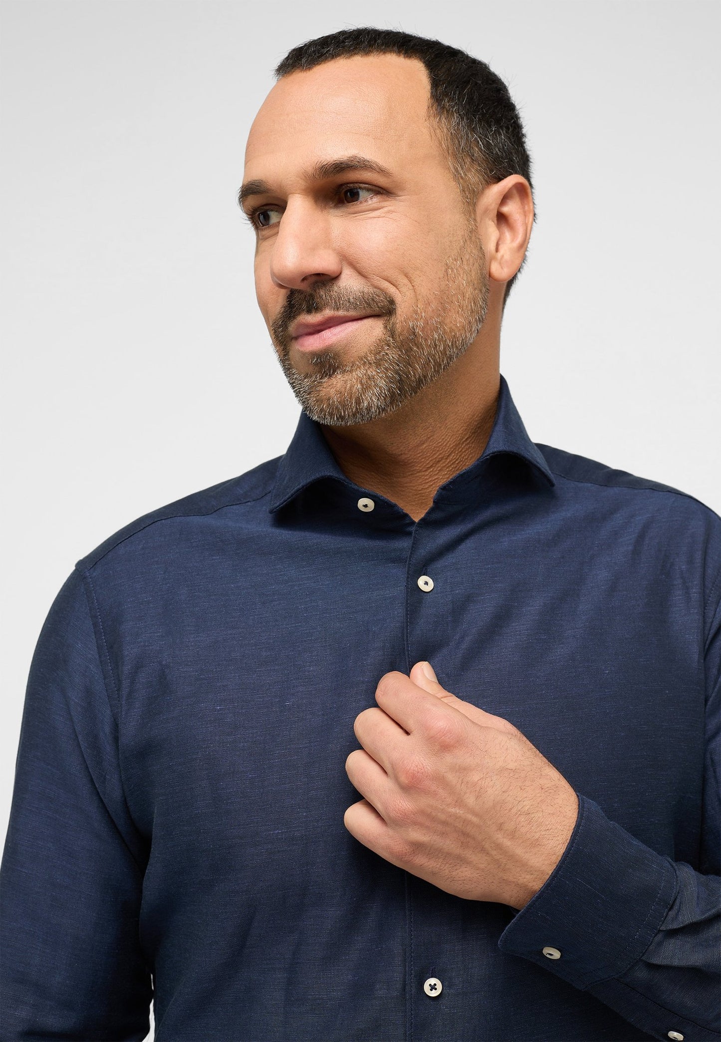 Linen Shirt Twill Langarm (Marine)