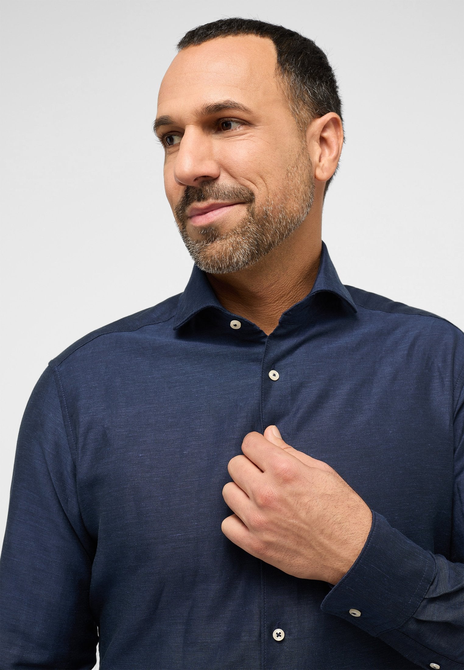 Linen Shirt Twill Langarm (Marine)