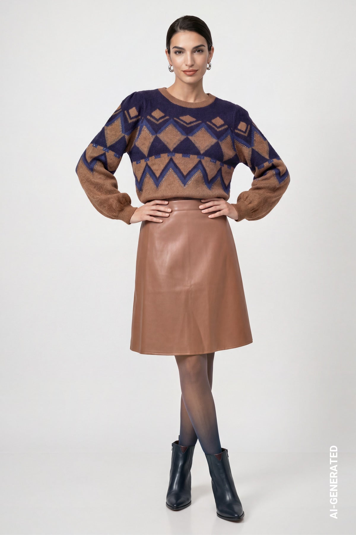 Strickpullover mit Jacquard Muster (Tiramisu)