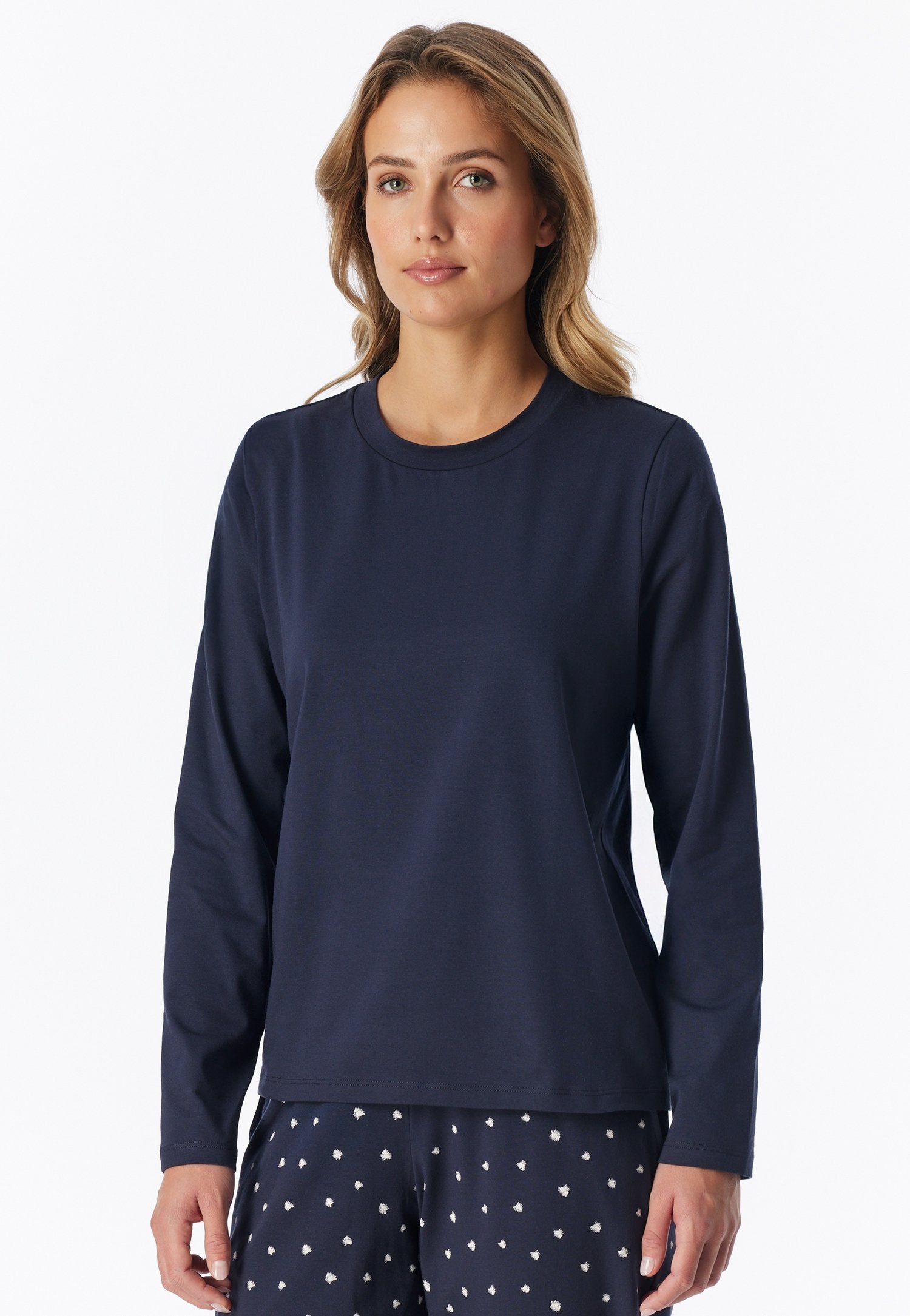 Shirt langarm Rundhals (Deep Blue)