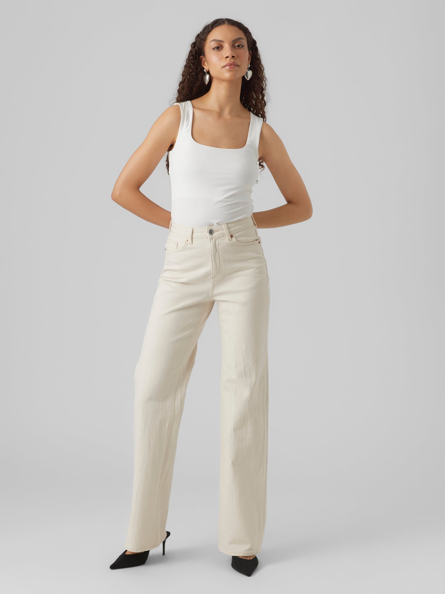 Vmtessa Hr Wide Jeans Ecru Ga Noos (Ecru)
