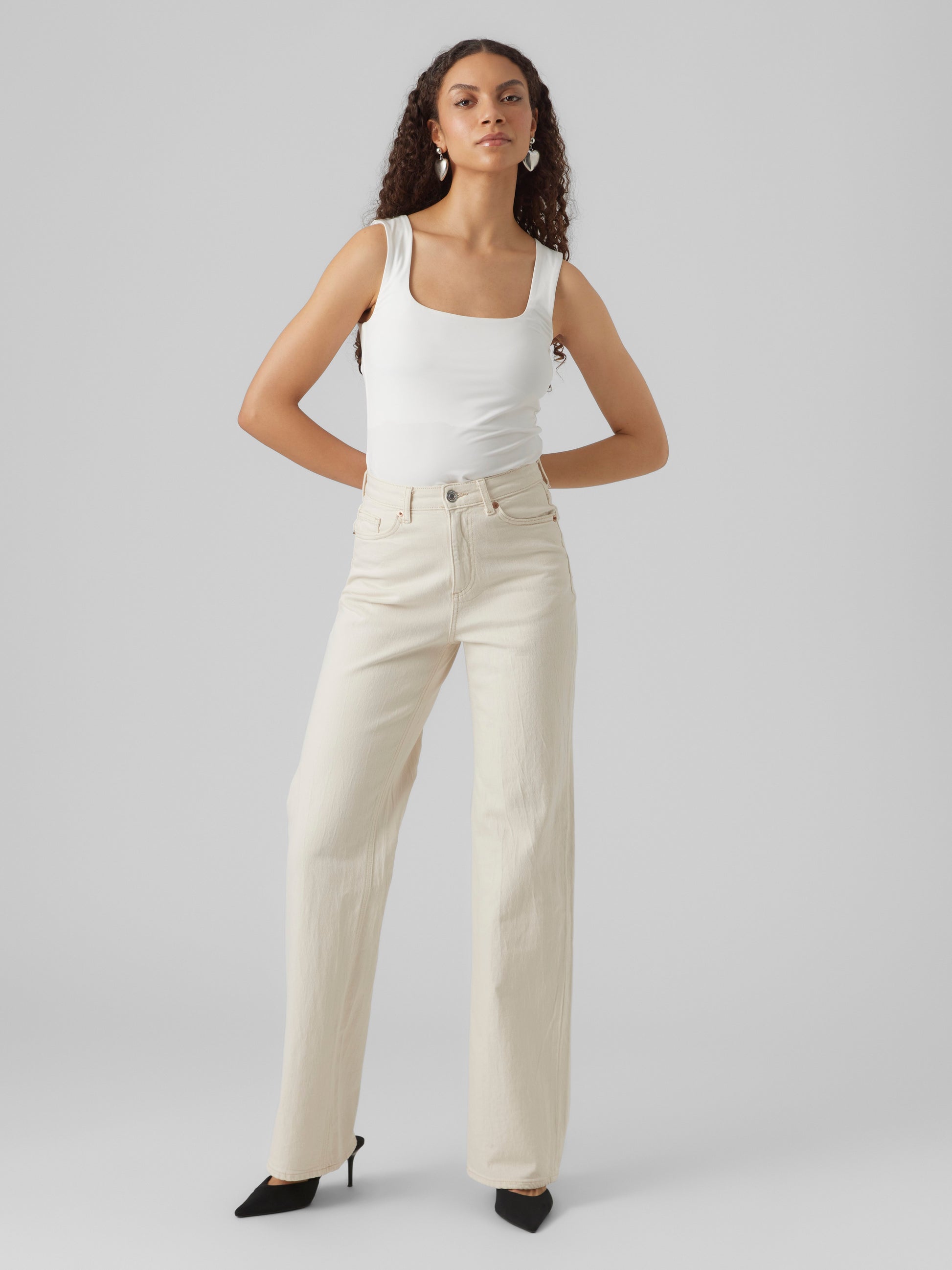 Vmtessa Hr Wide Jeans Ecru Ga Noos (Ecru)