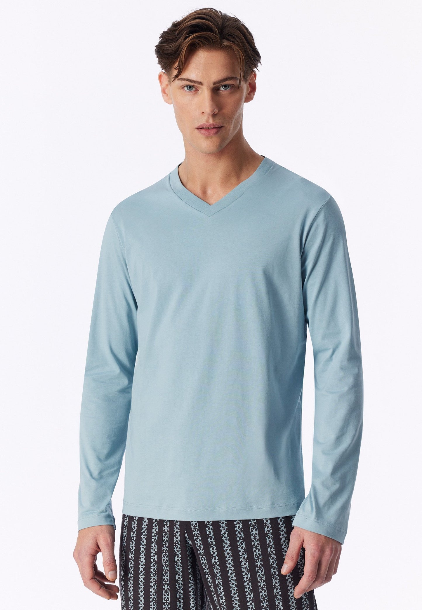 Langarmshirt V-Ausschnitt (Eisblau)