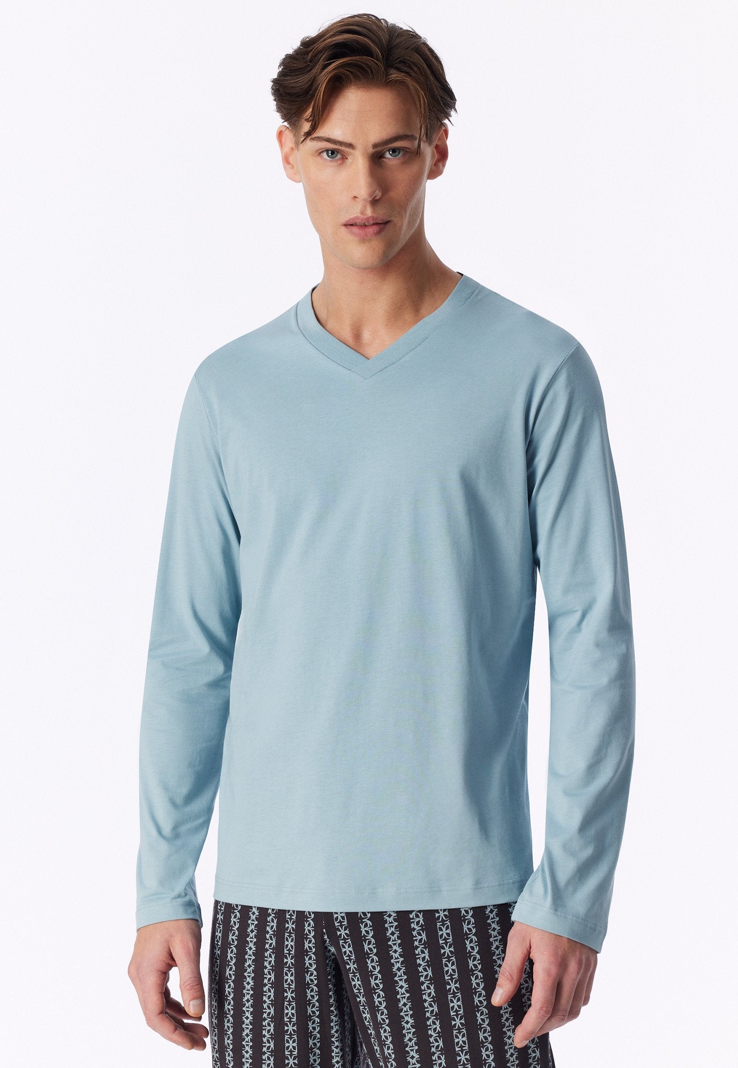 Langarmshirt V-Ausschnitt (Eisblau)
