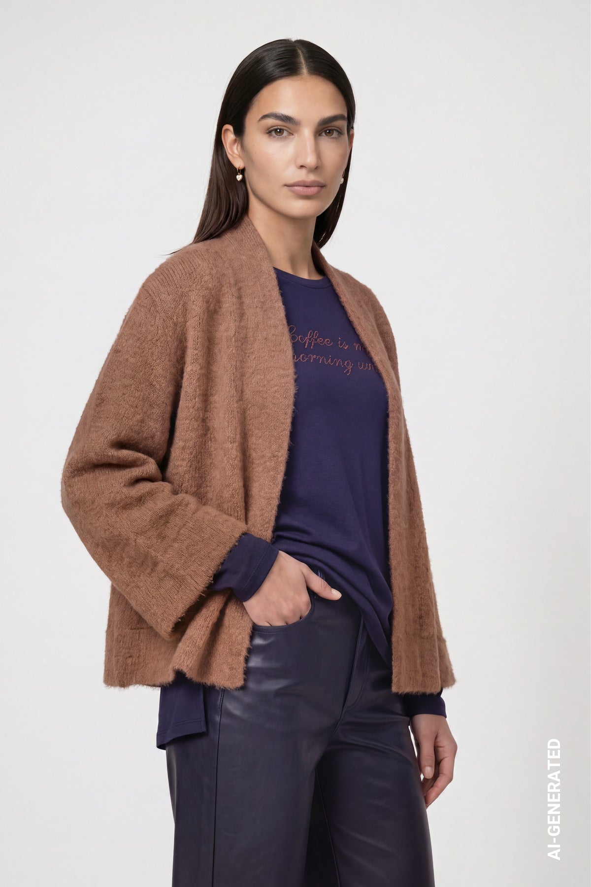 Stricküberwurf mit flauschiger Haptik (Tiramisu)