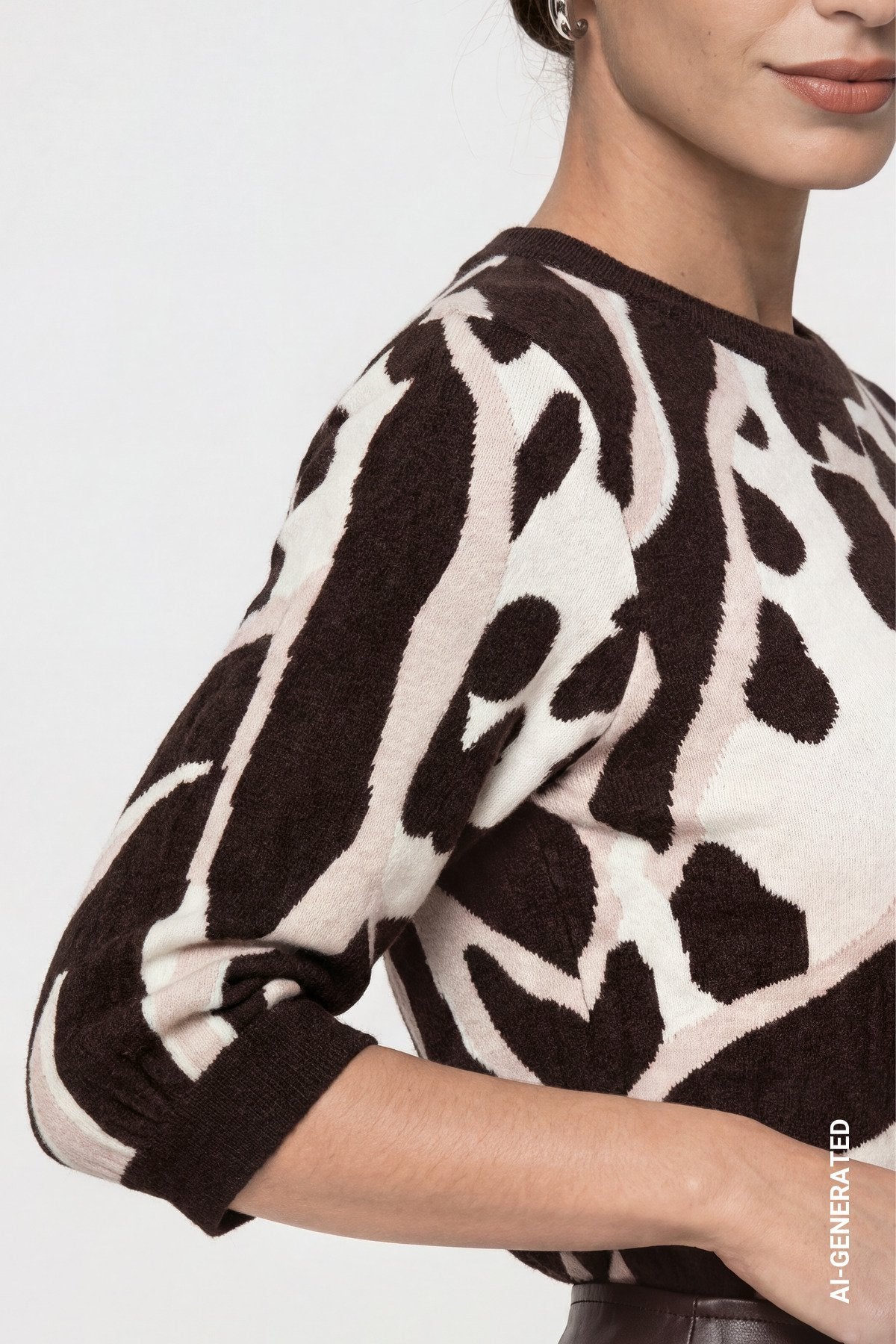 Strickpullover mit Leo-Tiger-Mustermischung (Black Coffee Gem)