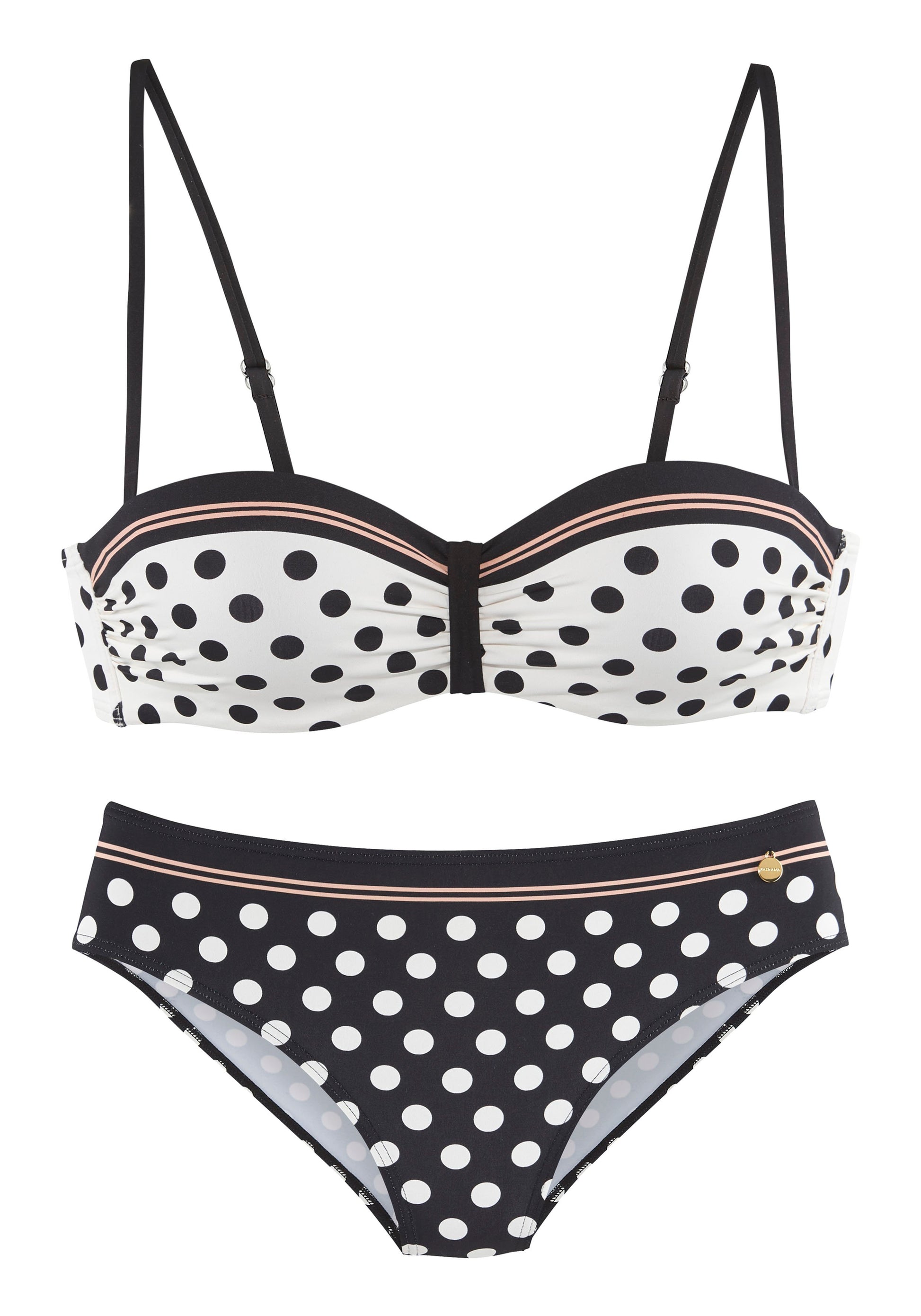 lascana Bügel-Bandeau-Bikini (Schwarz/crem)