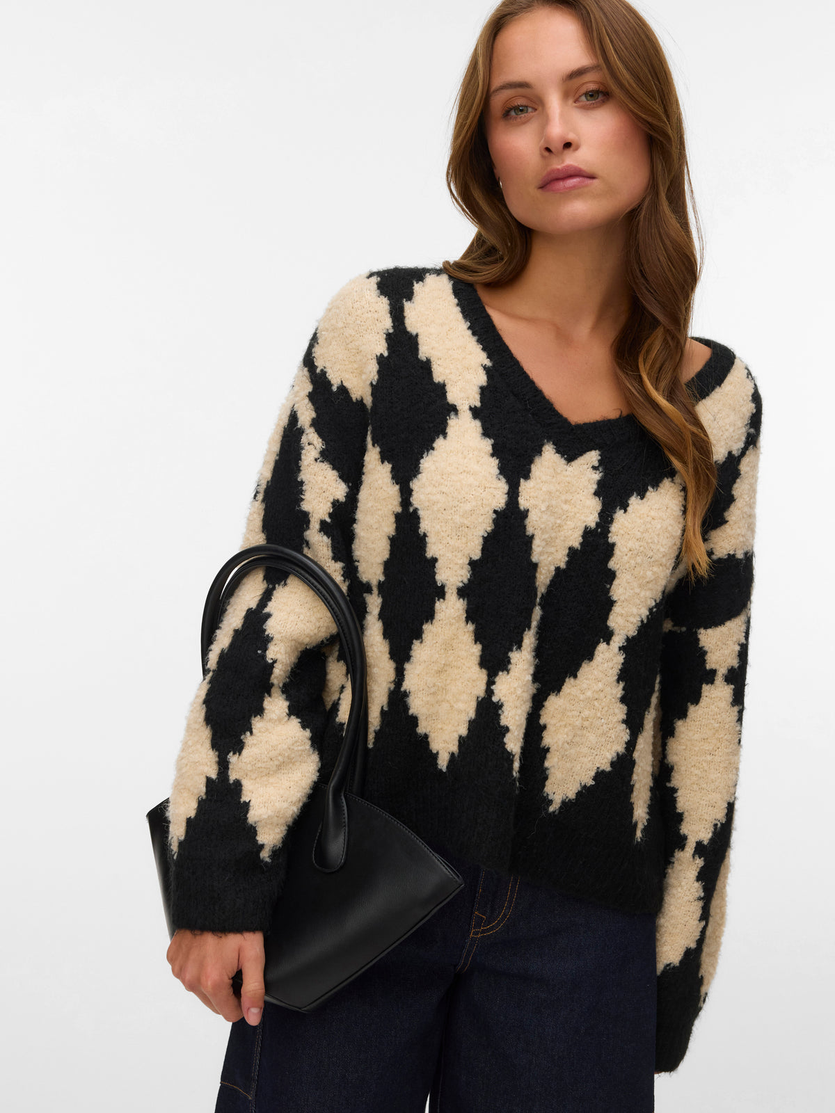 Vmcolleen Ls V-neck Pullover Boo (Black/birc)