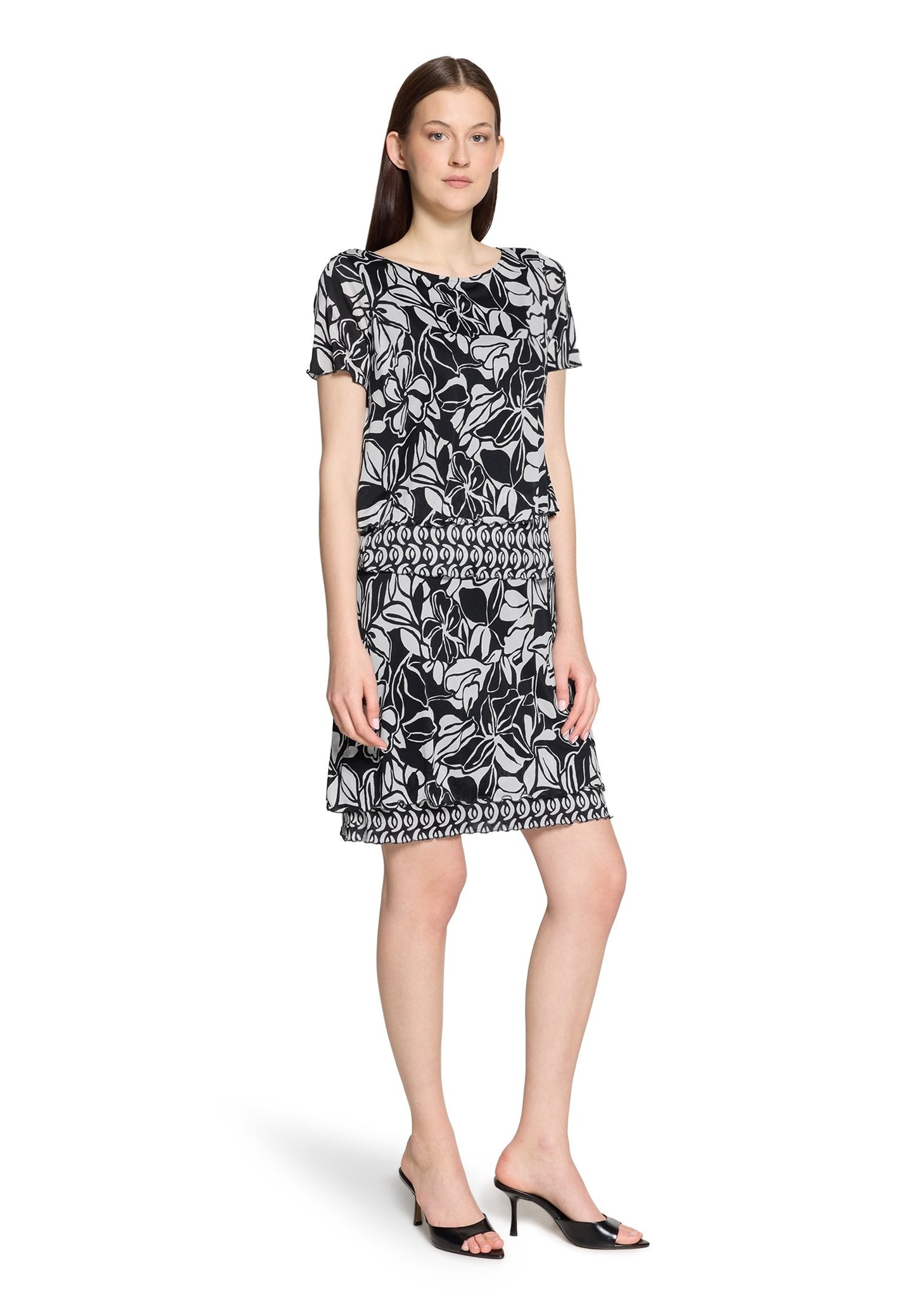 Stufenkleid (Dark Blue/cream)