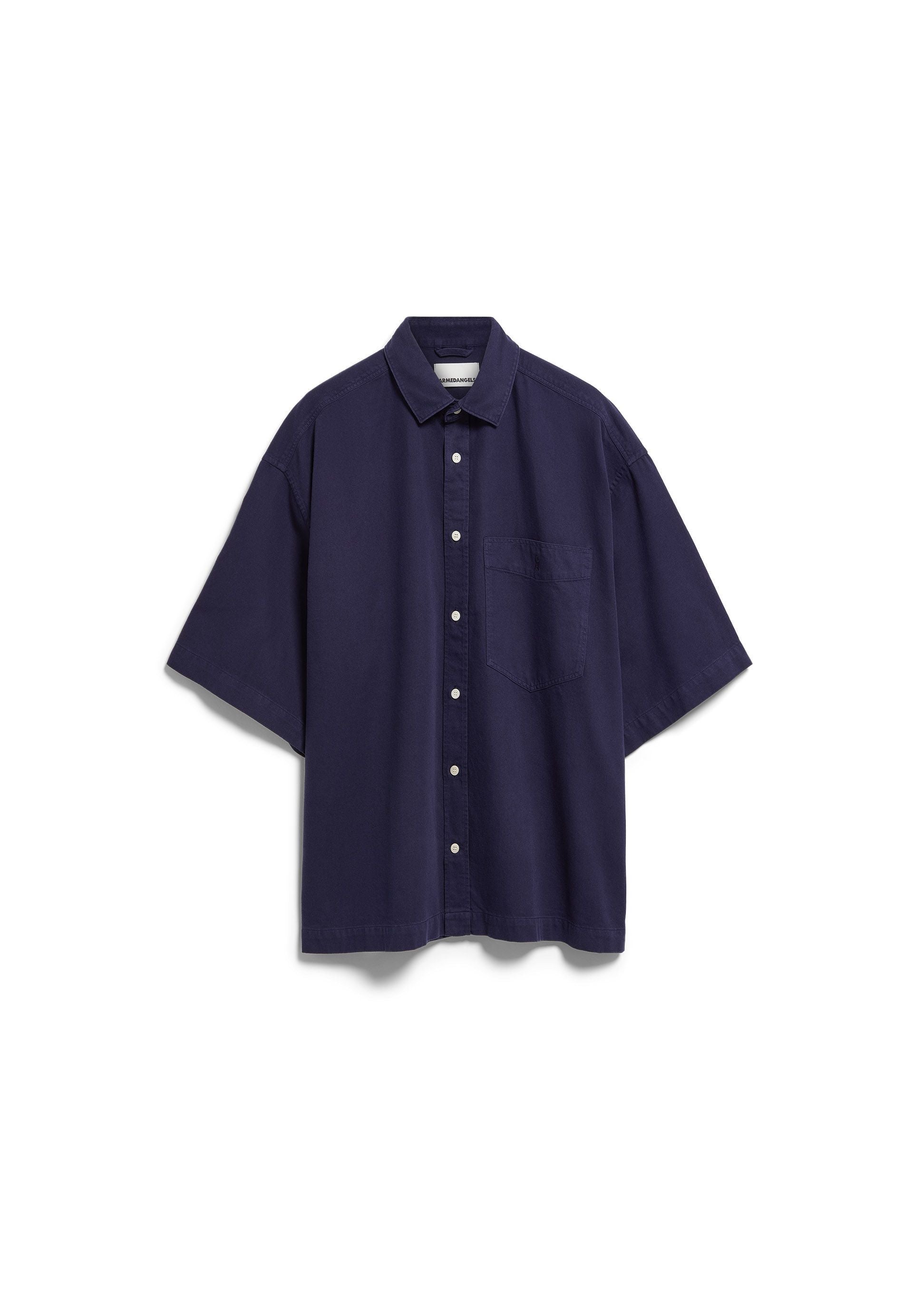 Cotton Lino Shortsleeve Shirt (Tinted Navy)
