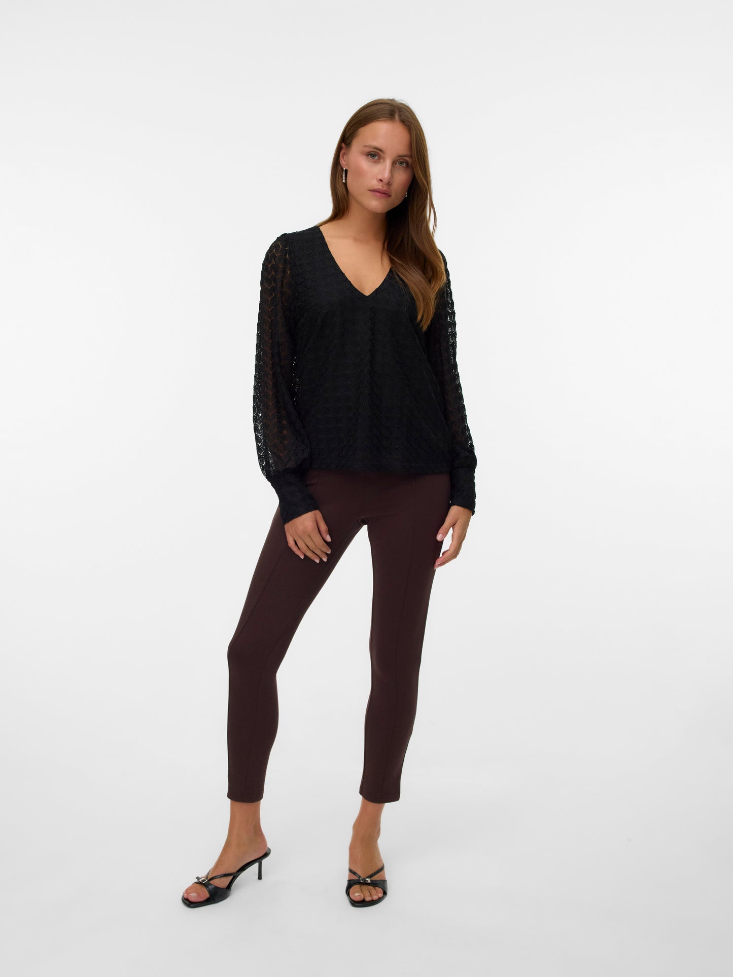 Vmbecca Ls V-neck Lace Top Jrs Noos (Black)