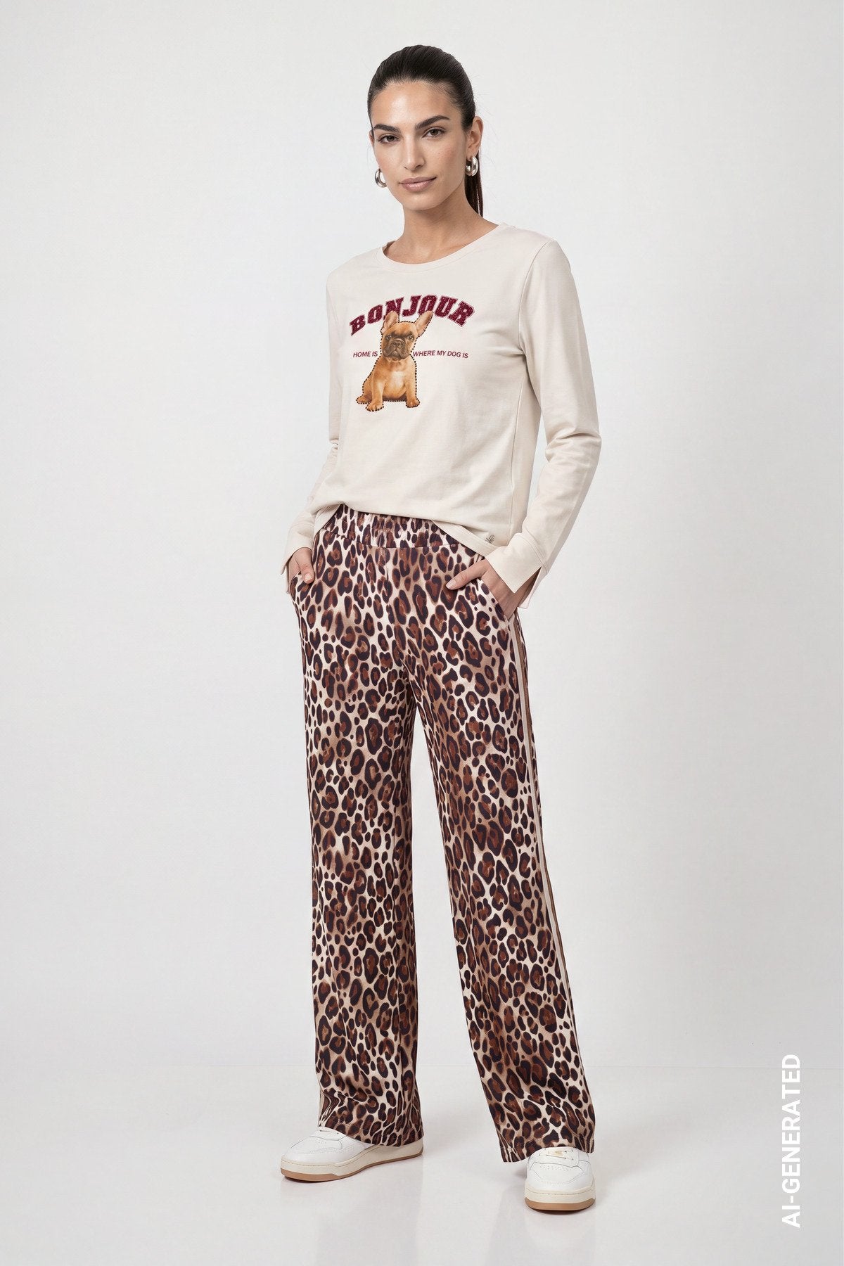 Langarmshirt mit Print (Antique White)