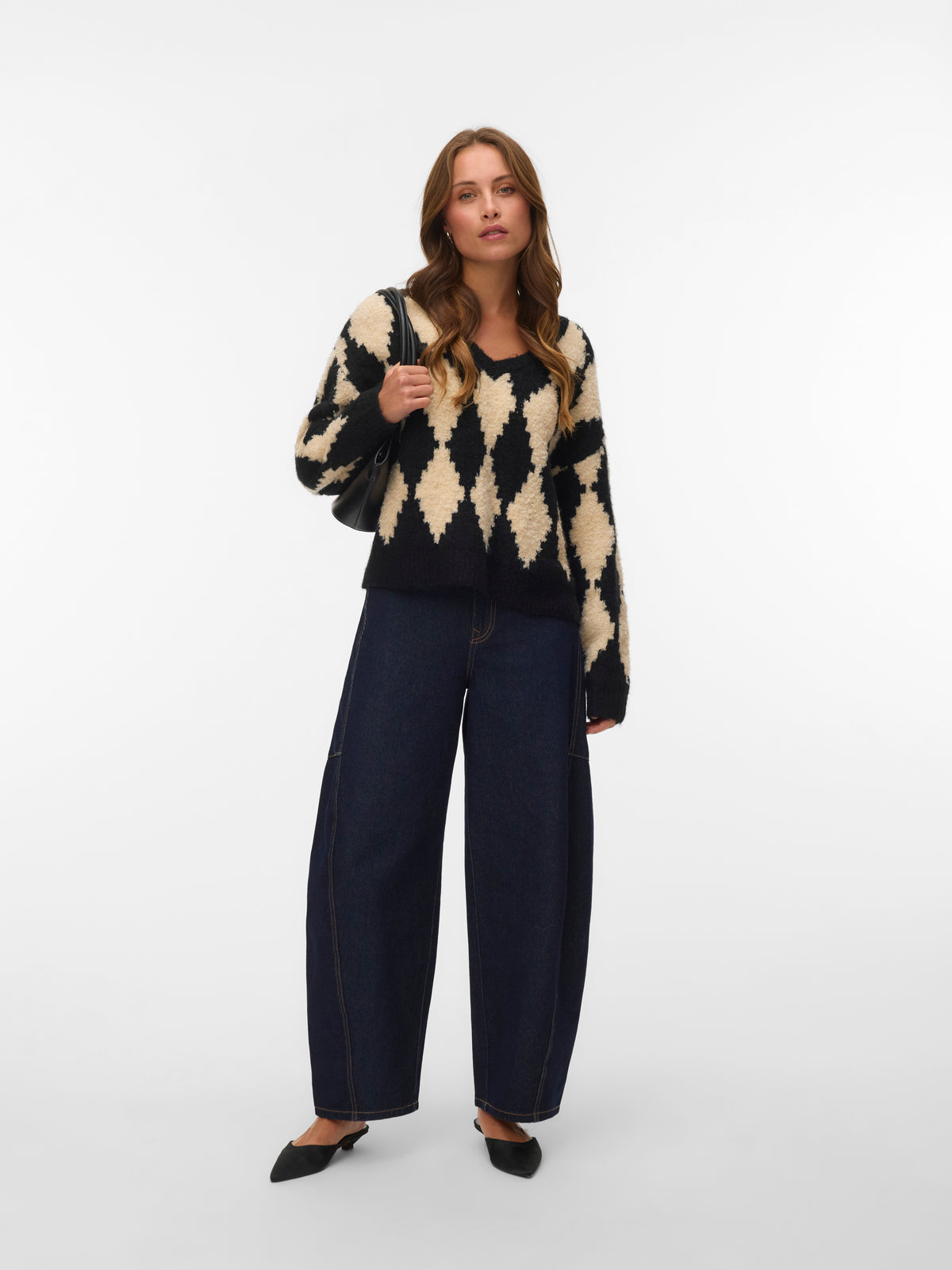 Vmcolleen Ls V-neck Pullover Boo (Black/birc)